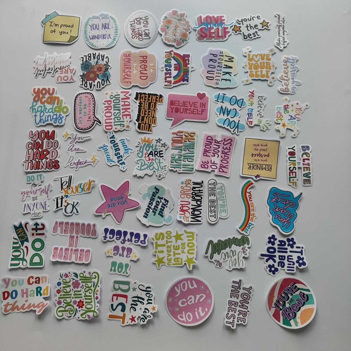 Self Affirmation Sticker, 50pcs/set Creative DIY Craft Decorative Sticker, Sticker Sheets, Scrapbooking & Stamping Supplies for Home School Office, Diy Kits, Sticker Packs