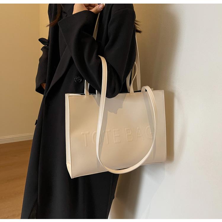 Simple Mirror Letter Tote Bag - Women's Large Capacity Bag New Versatile Single Shoulder Crossbody Bag