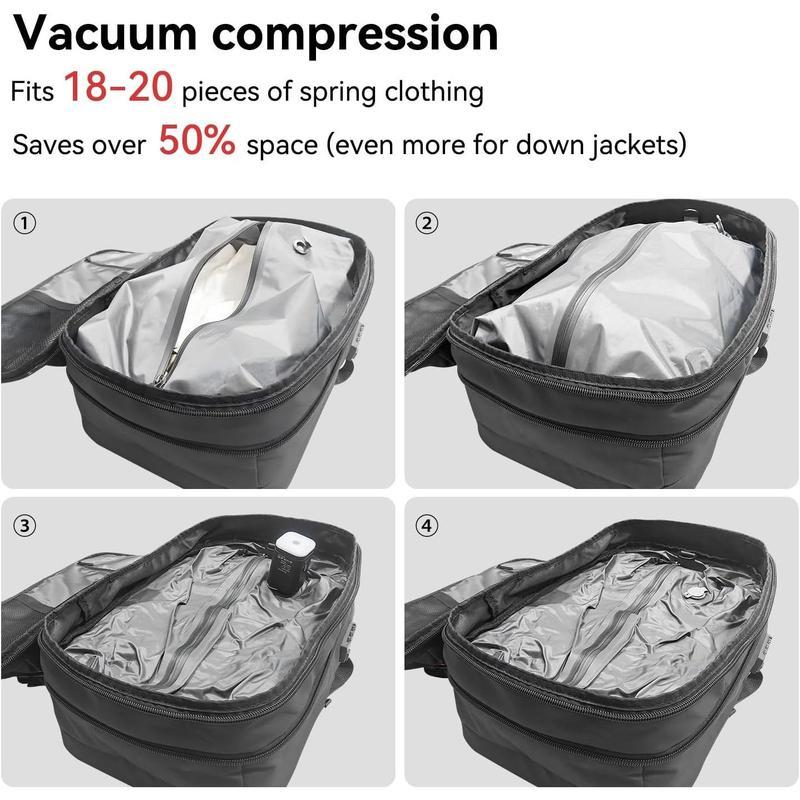 Kabaqoo Airback Vacuum Seal Compression Travel Backpack 60L Expandable Vacpack Water Resistant TSA Lock Airbag Black (Electric AirPump included)  travel accessories travel essentials Outdoorfun SpringStatements