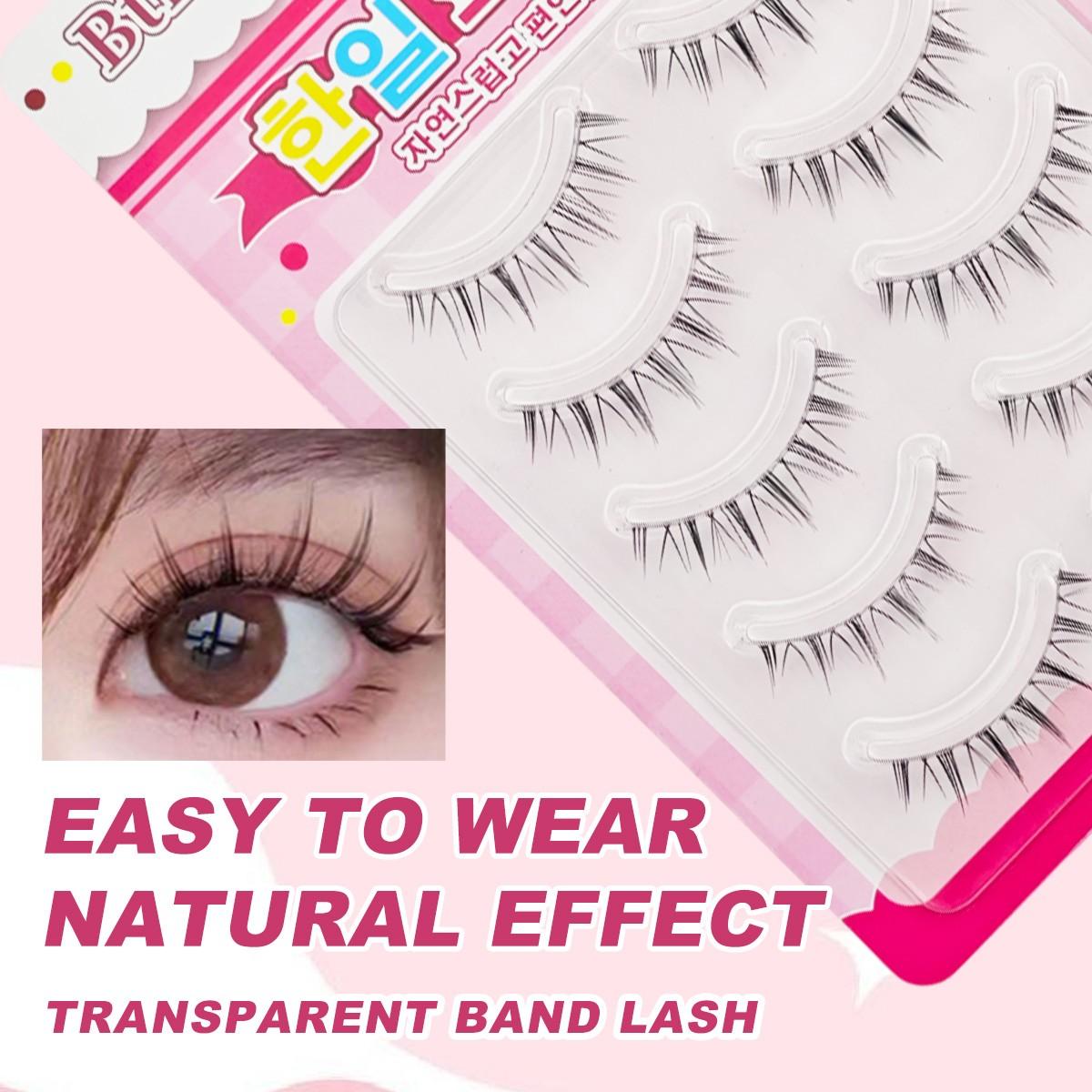 5 Pairs Of Manga False Eyelashes Natural Long Anime Style Korean K-Pop Makeup Transparent With Spike Girl Idol False Eyelash Set Suitable For Daily, Date, Holiday, Party, Wedding, Goddess Makeup