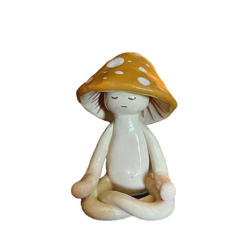 Cute Meditation Yoga Mushroom Desktop Decor, Desktop Statue, Resin Craft Gift for Home Living Room Garden Patio Decoration, Unique Tabletop Ornament, Home Decor Ornaments, Decorative Statues, Resin Figurine Statue