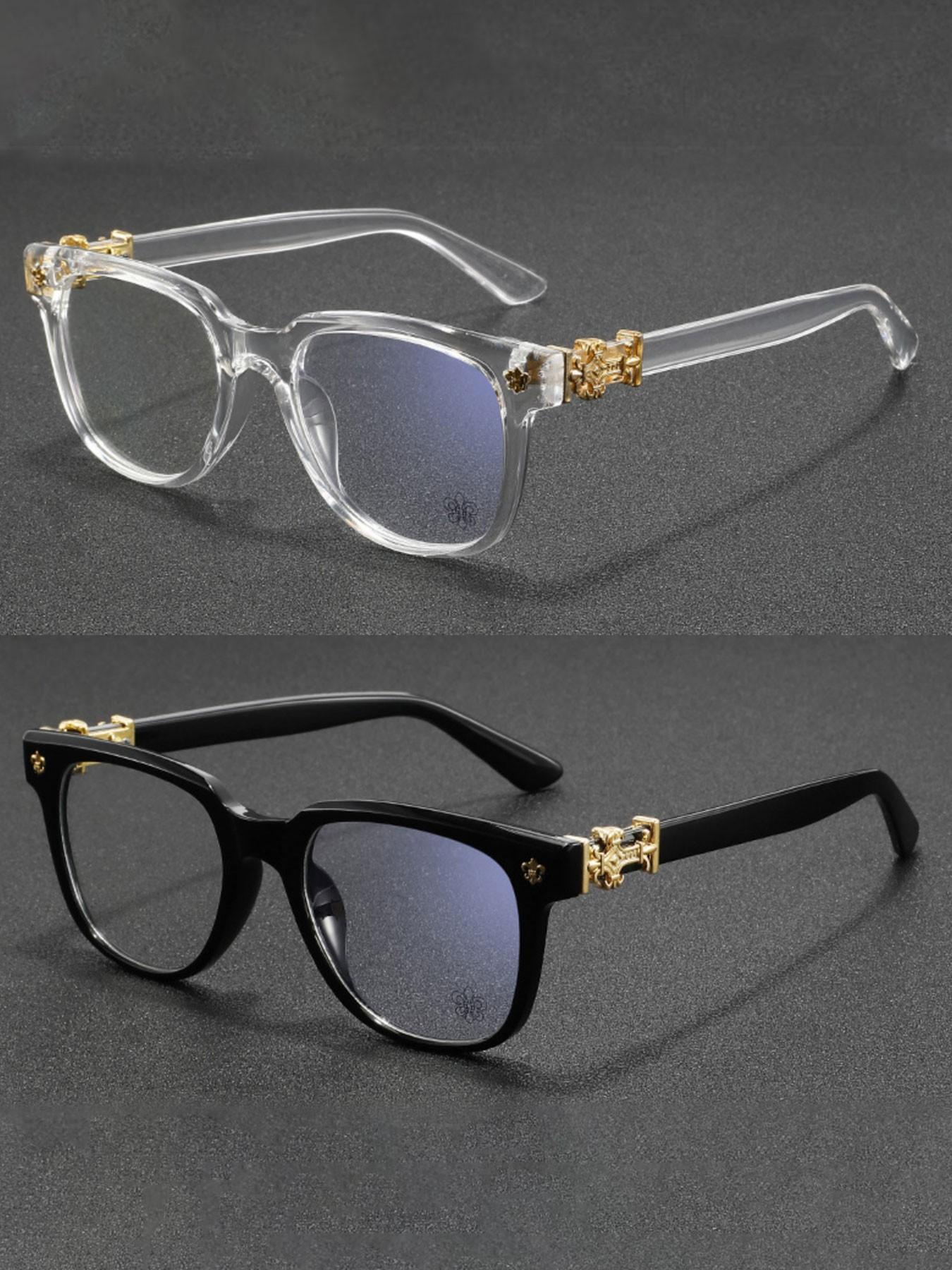 2PCS New Square Glasses, Unisex, Stylish Light Luxury Elegant Artsy Business Style Frames, Multiple Styles Available, Perfect Gift for Him, Suitable for Daily Wed Decorative Photography Glasses