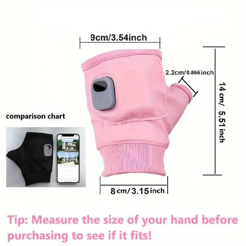 Rechargeable Heated Gloves with Digital Display, Touchscreen Half-Finger Winter Gloves, Three Temperature Settings, USB Charging