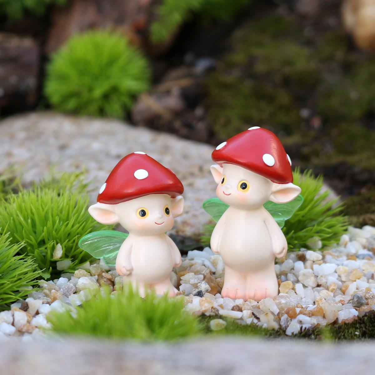2pcs Mushroom Fairy Set, Hat Mushroom Figurines, Garden Decor, Camping Table Decor, Micro Landscape, Home Decoration, Holiday Gift