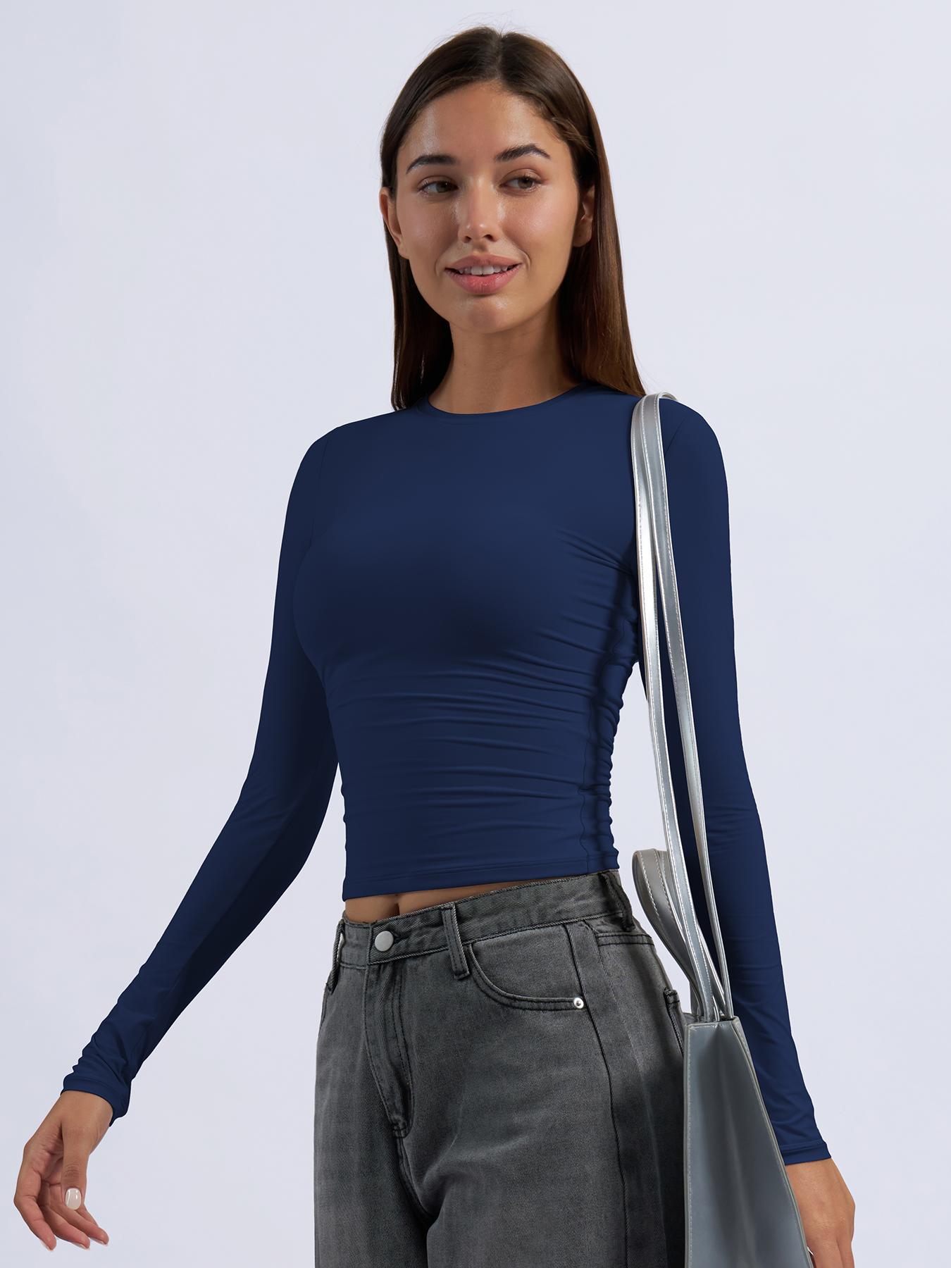 Women's Quick-Dry Long Sleeve Yoga Top, Tight-Fitting Sports Shirt for Pilates Running Fitness Gym Wear, Comfortable Activewear