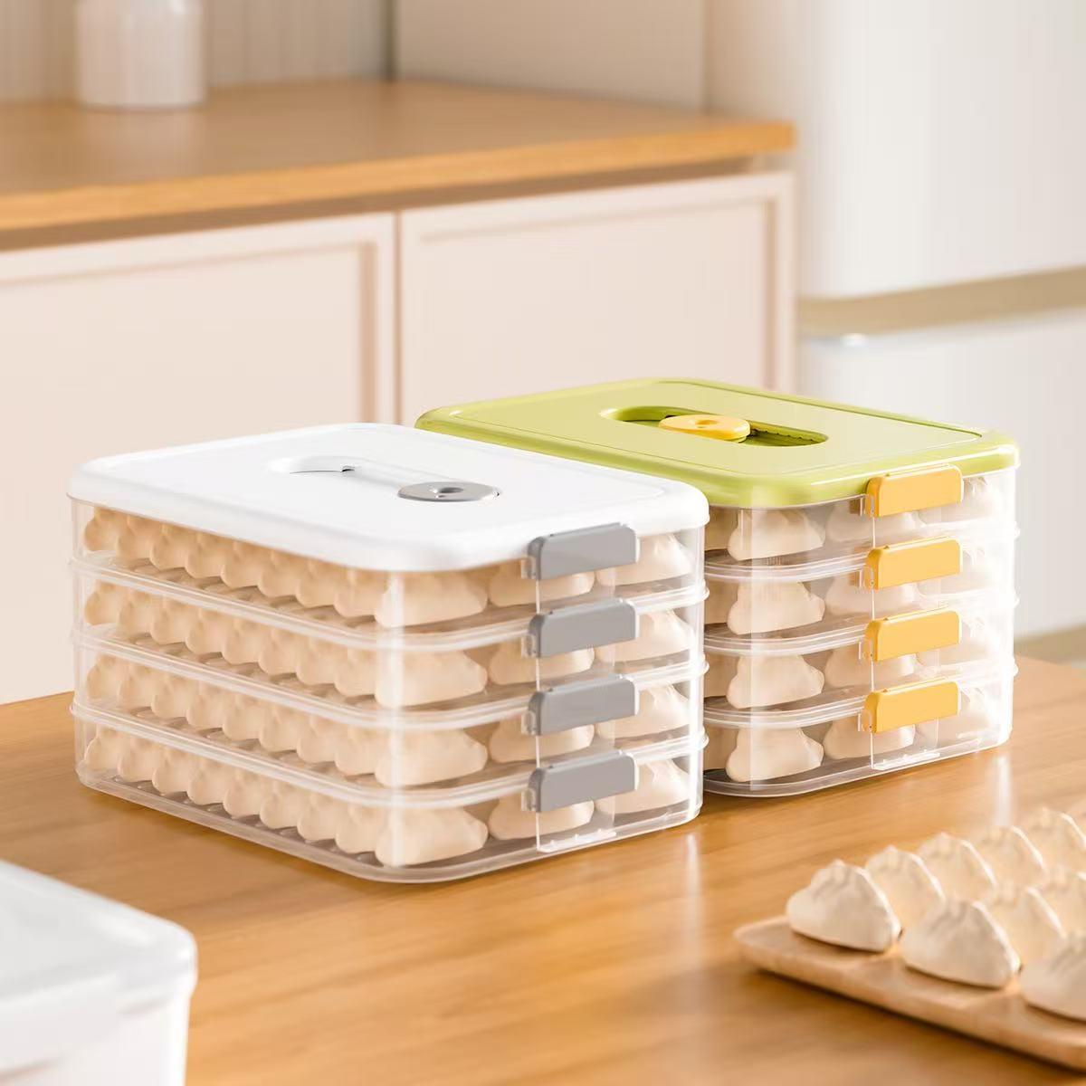 Egg Storage Box Fridge Sealed Timer Freshness Container Multi-Layer Egg Holder Rack Plastic Transparent with Lid