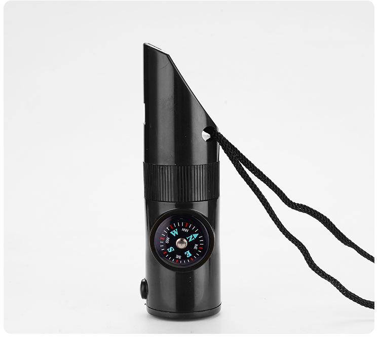 Outdoor Equipment 7-in-1 Multifunctional Whistle Survival Whistle Survival Whistle LED Light Thermometer Compass 7-in-1