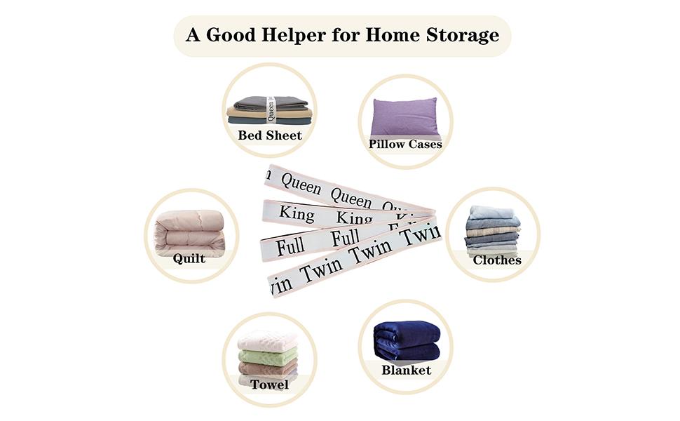 20 Pieces Bed Sheet Organizer Bands, Sheet Organizers and Label Bands, Sheets Organizer for Closet, Sheet Label for Bedding, Sheet Keepers Labels Bedding (Queen,KingTwin,Full)