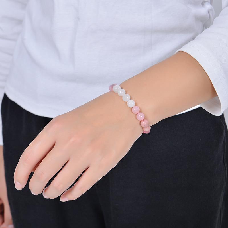 Love Spell Bracelet Garnet, Strawberry Quartz Rhodonite Rose Quartz & Aoonstone Natural Healing Crystal Gorgeous Stone Gemstone Jewelry Energy Love Girlfriend Boyfriend Souvenir Valentine Anniversary New Year Christmas Halloween Birthday Gift