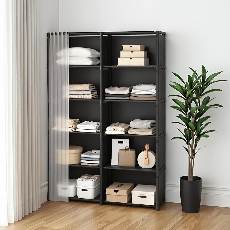 Home Dust-Proof Simple Fabric Wardrobe, Classic and Design, Integrated Dust Curtain, Moisture and Dust Protection, Space-Saving Storage Cabinet, Clothes Storage
