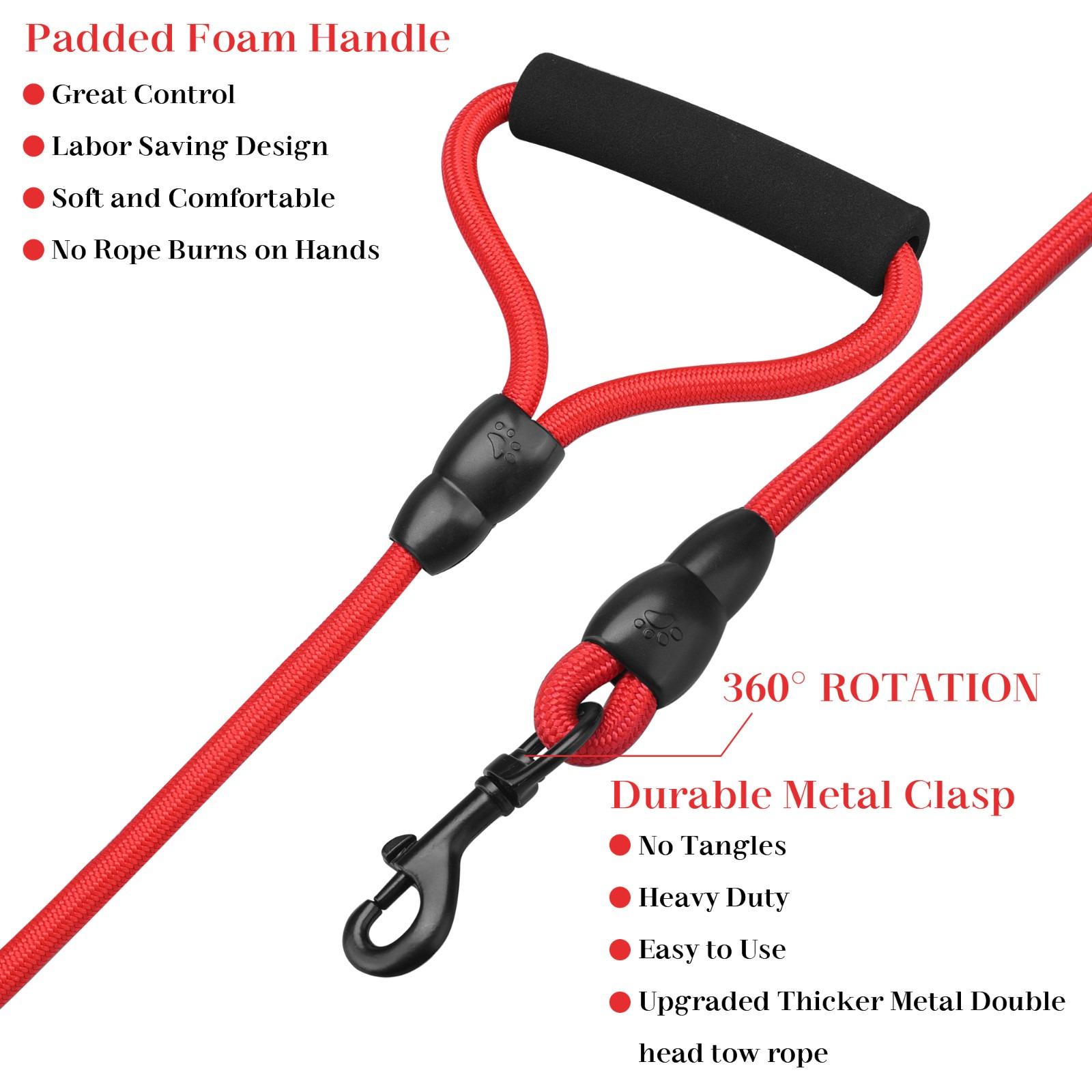 Double Dog Leash for 2 Dogs - Size L, Padded Handle, 360° Swivel No-Tangle Pet Walking & Training Lead rope traction dual campingessentials