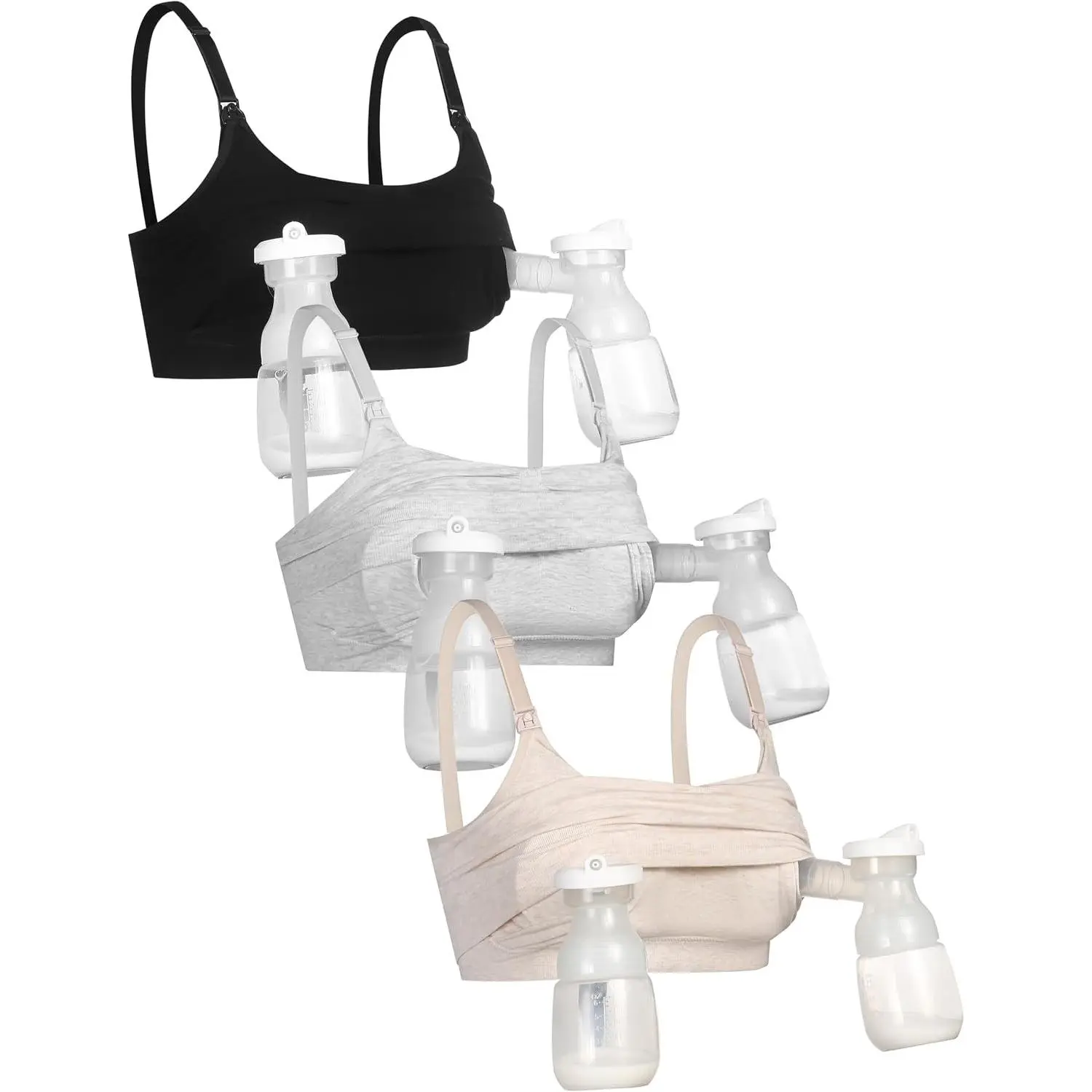 3Pack Hands-Free Pumping & Nursing Bra, Adjustable with EasyClip for All Breast Pumps, Cotton Sleep BraGift