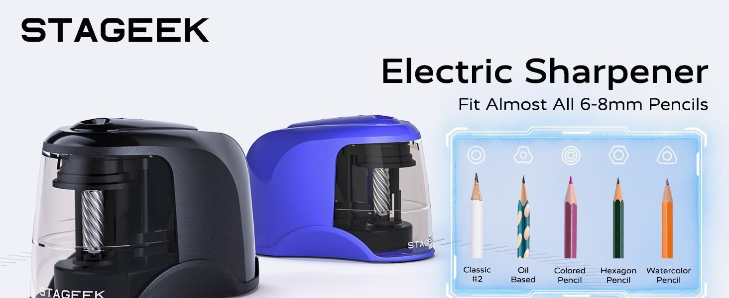 Electric Pencil Sharpener, Automatic Pencil Sharpener Plug in for No.2/Colored Pencils(6-8mm), USB/Battery Operated Pencil Sharpener for School/Classroom/Office/Home (Blue)