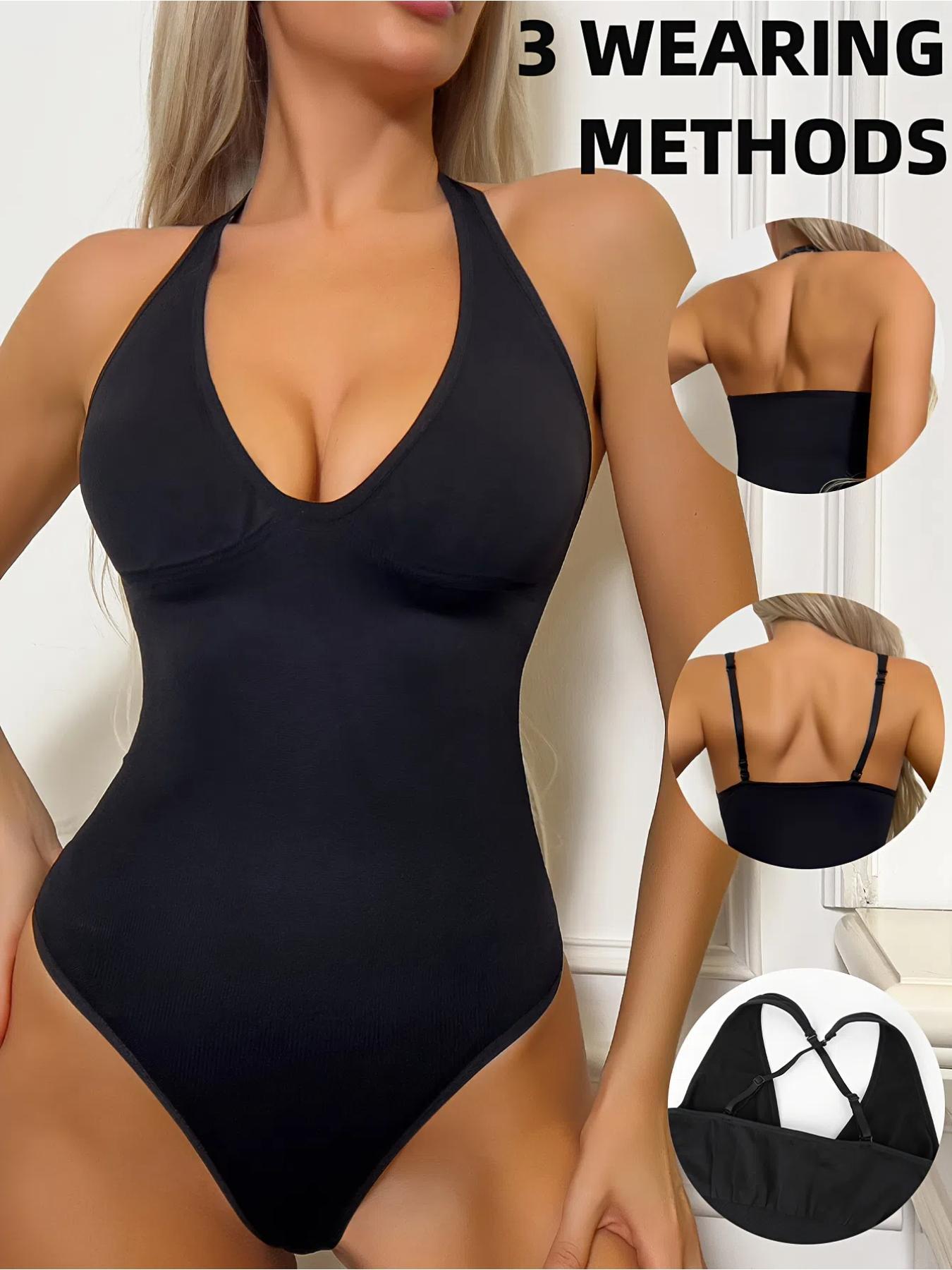 Women's Adjustable Convertible Strap Bodysuit, Tummy Control High Compression Shapewear, All-Seasons Slimming Suit, Kardashian Style, Basic, Crop, Fit, Underwear