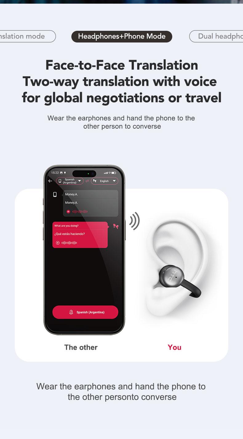 HTC NE15 AI translation earphones clip-on earphones business earphones Bluetooth earphones 6.0 low latency earphones IPX5 waterproof HiFi sound quality ear clip wireless earphones