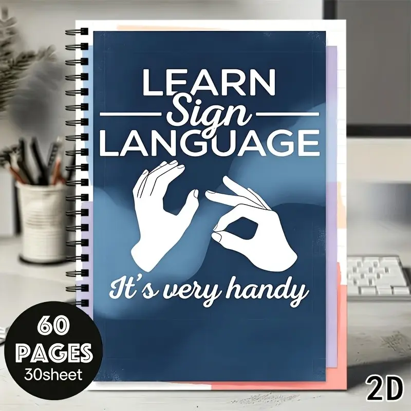 1 Deaf Community Ally Learning Notebook/Journal - Vintage-style Sign Language Notebook, Blank Pages, Spiral Binding, 5.7 X 8.3 Inches; Suitable for Learning, Deaf Culture Studies, and Language Practice; an Ally Training Resource