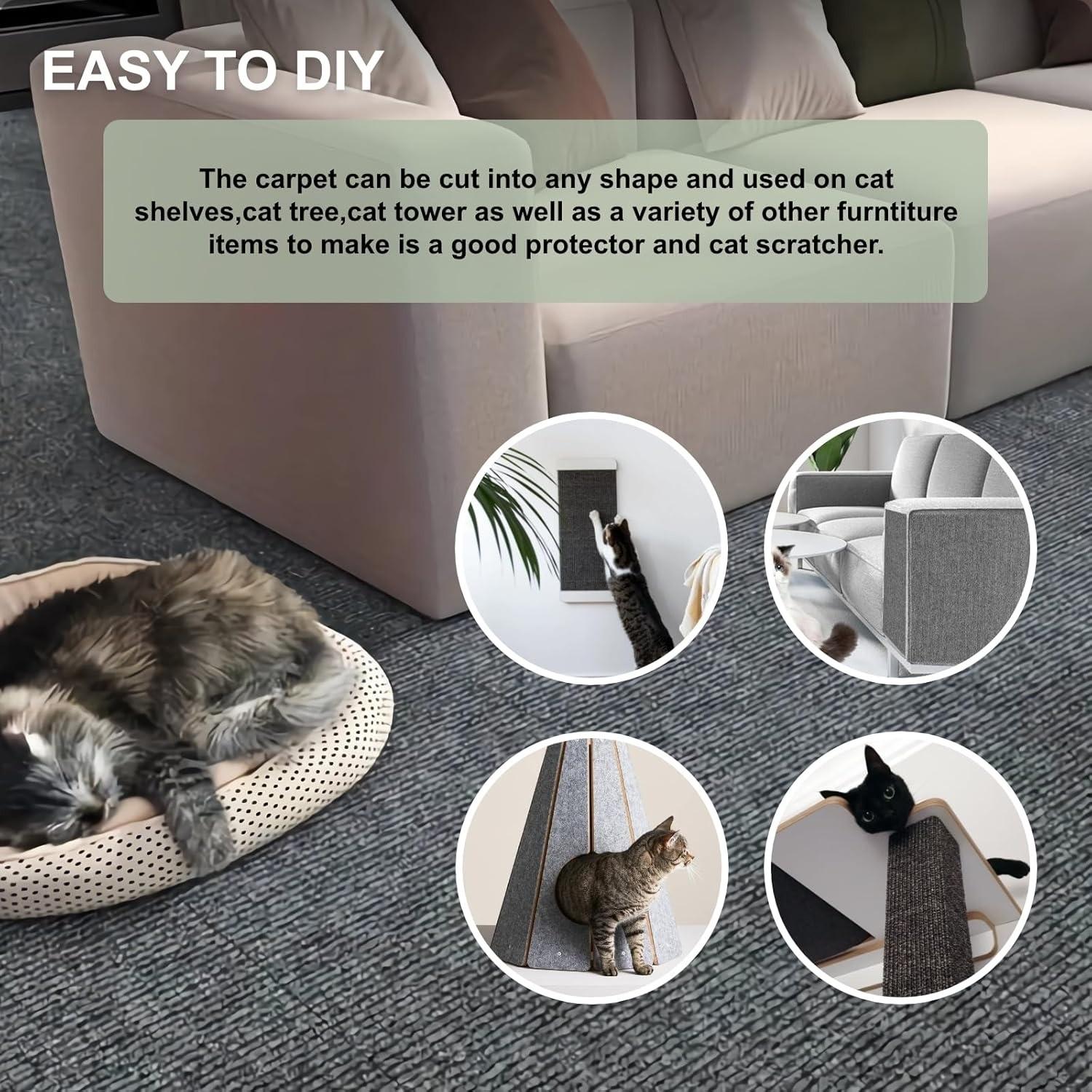 Cat Scratching Post Protector Pad, Durable Polyester Fiber Wall-Mounted Cat Scratch Board, No Shedding, DIY Climbing Design, Indoor Cat Play Toy, Vertical Scratcher