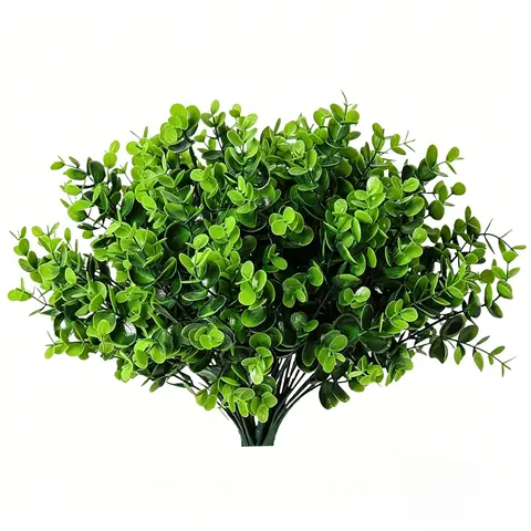 10/20 Bundles Artificial Faux Greenery Boxwood Plants, Fake Decorative Plant, Garden Ornaments for Garden, Porch, Window Box, Home, Wedding and Farmhouse, Indoor/Outdoor Decoration