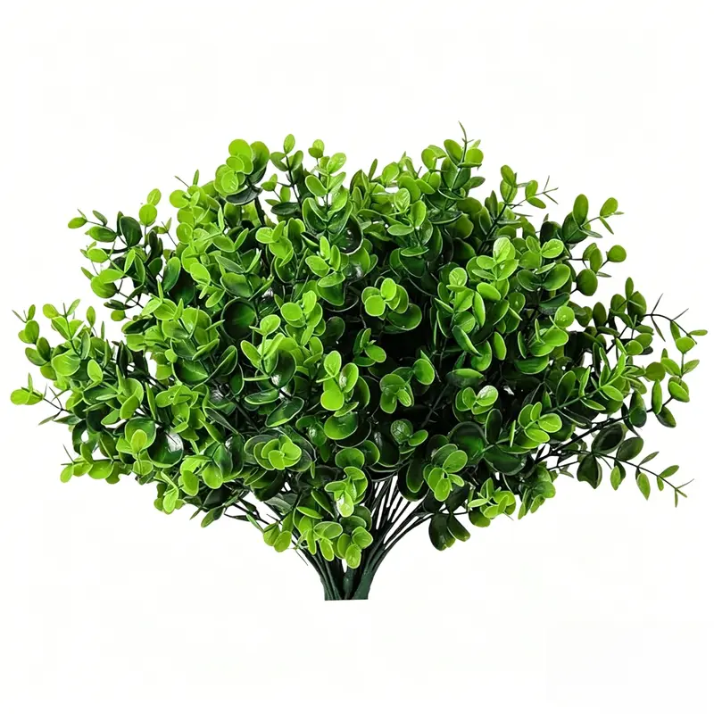 10/20 Bundles Artificial Faux Greenery Boxwood Plants, Fake Decorative Plant, Garden Ornaments for Garden, Porch, Window Box, Home, Wedding and Farmhouse, Indoor/Outdoor Decoration