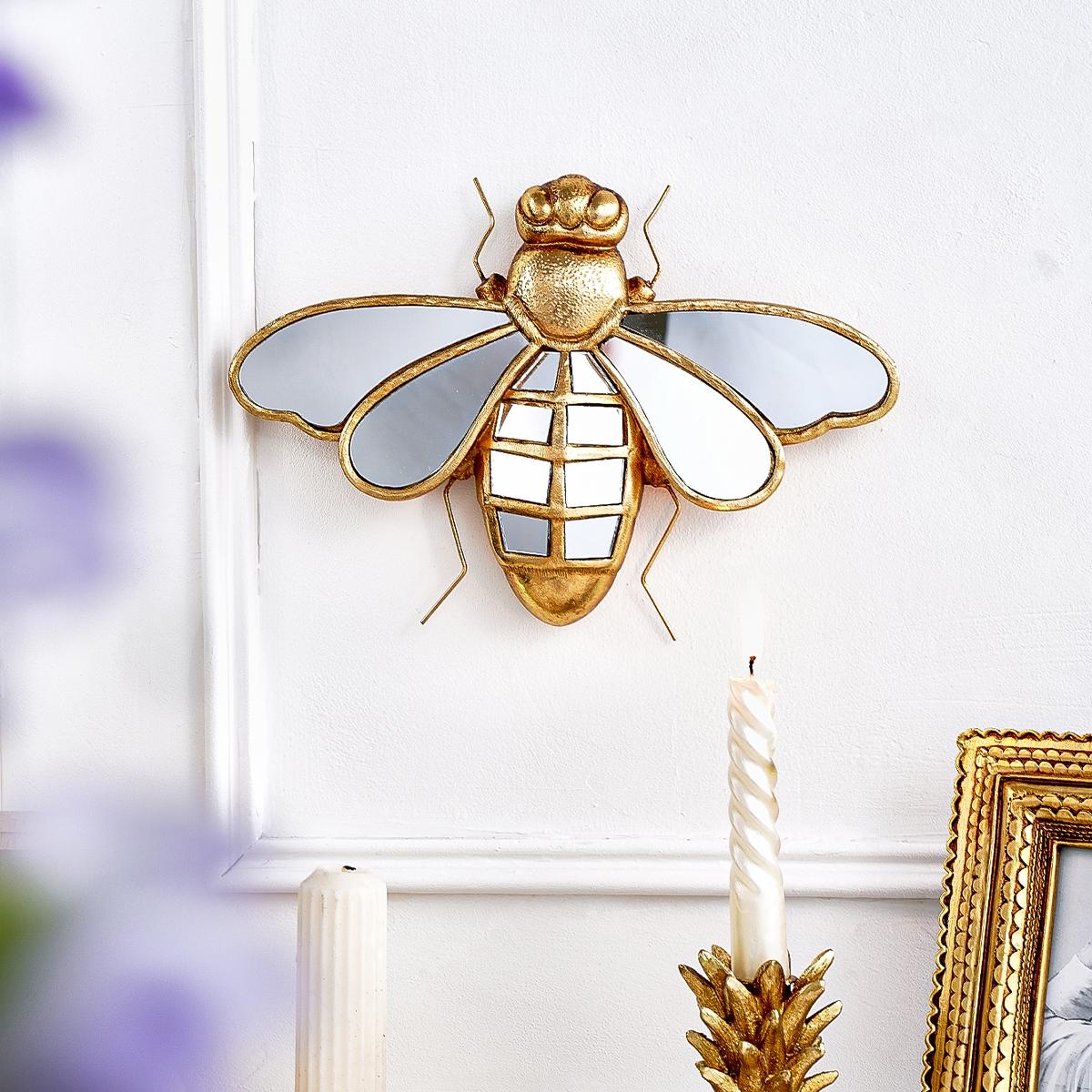 Creative Resin Bee Wall Hanging Decor, Interior Wall Decor, Home Decoration Craft, Mirror Surface Design, Perfect for Insect Enthusiasts & Parties
