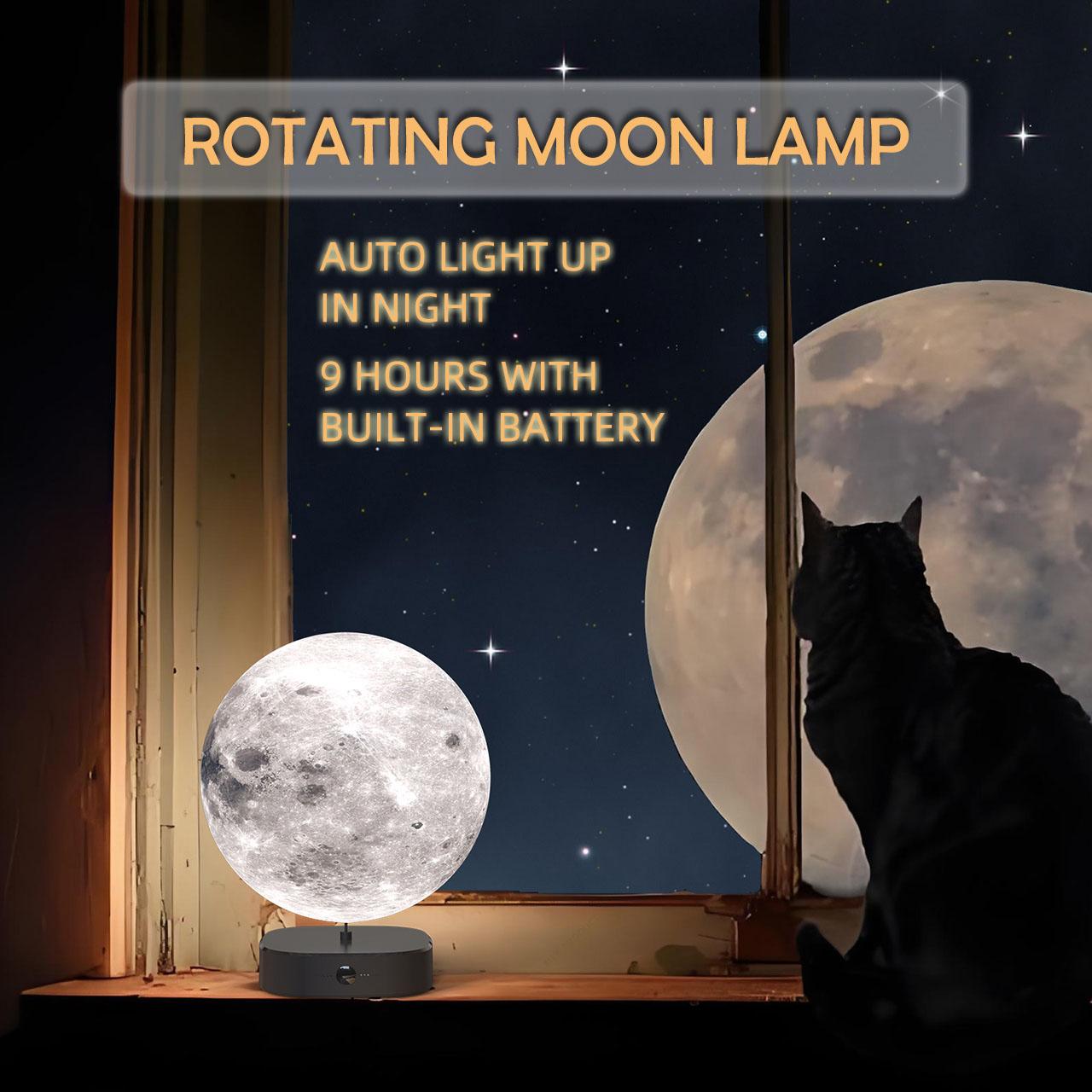 Floating Moon Lamp Night Light Touch Switch Light Sensor Slow Rotation Wireless Power 3D Printed Ball Three Color Lights Decorative Light Desk Decor Gift