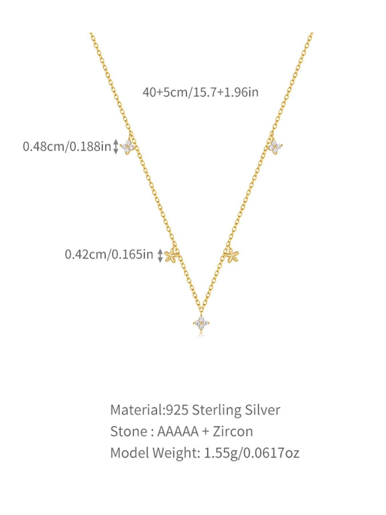 S925 Sterling Silver Fashion Flower Design Artificial Zircon Decor Necklace, Elegant Jewelry for Women for Party, Daily Decor, Trendy All-match & Exquisite Jewelry for Birthday Gift, Cubic Zirconia Pendant