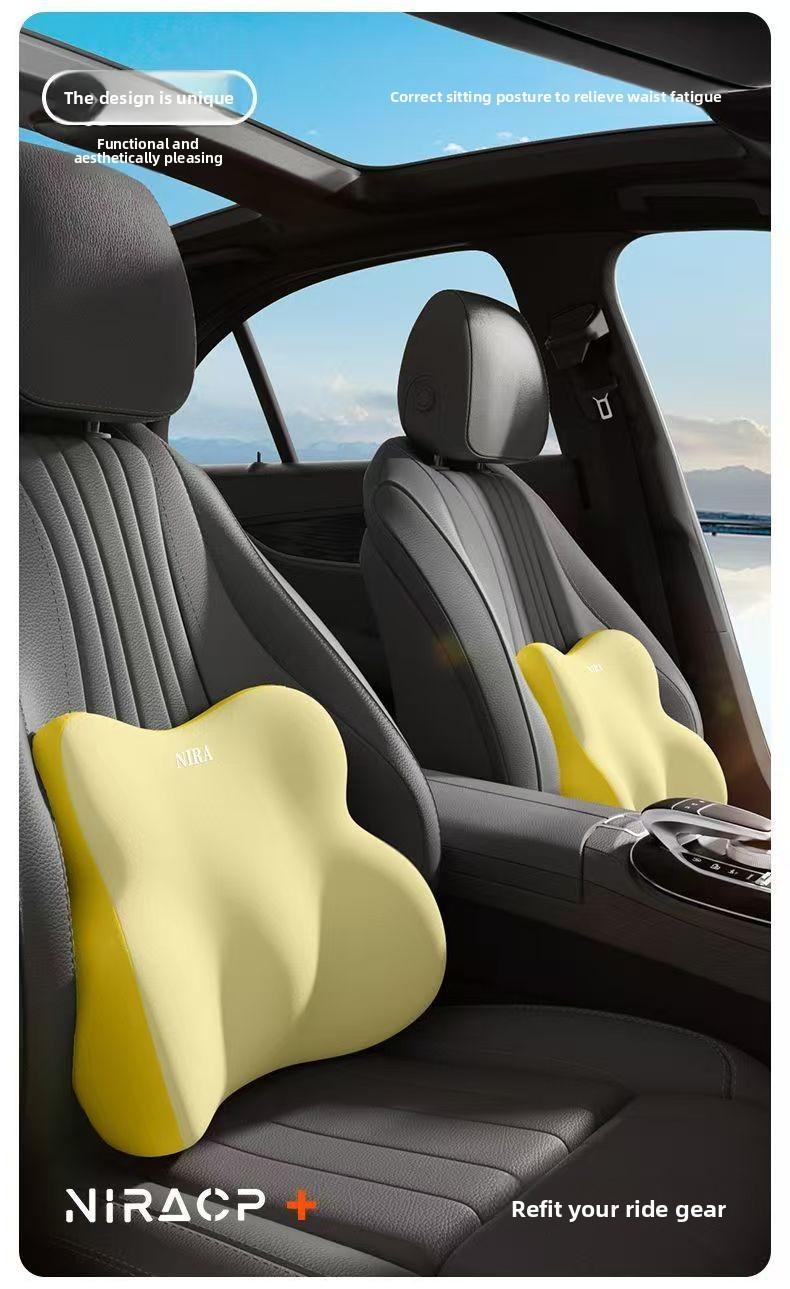 Car Neck Pillow Lumbar Support Set Memory Foam Backrest Cushion High Density Comfortable Headrest for Vehicle Office Home Use