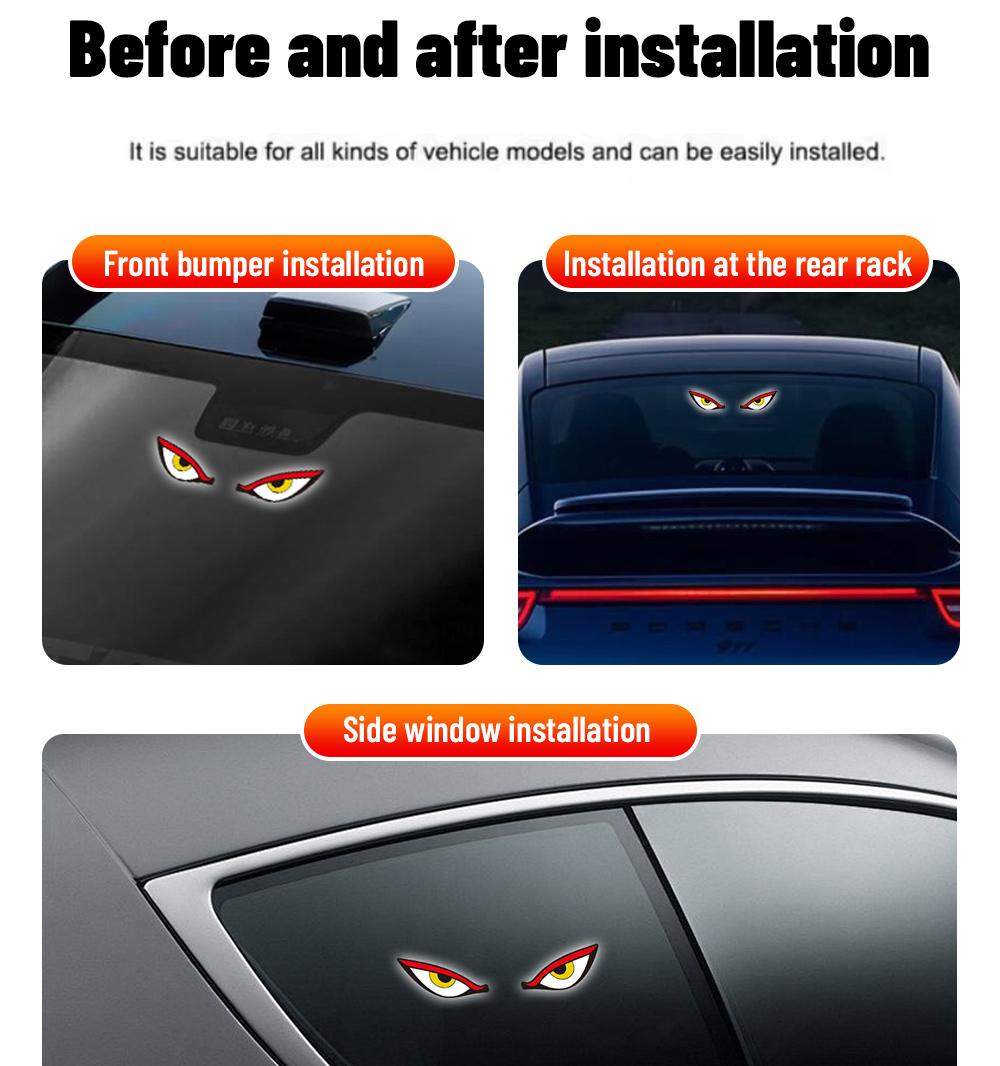 Car Rear Window LED Dynamic Display Light, Vampire Devil Eye Emoji Panel, Auto Decorative Light
