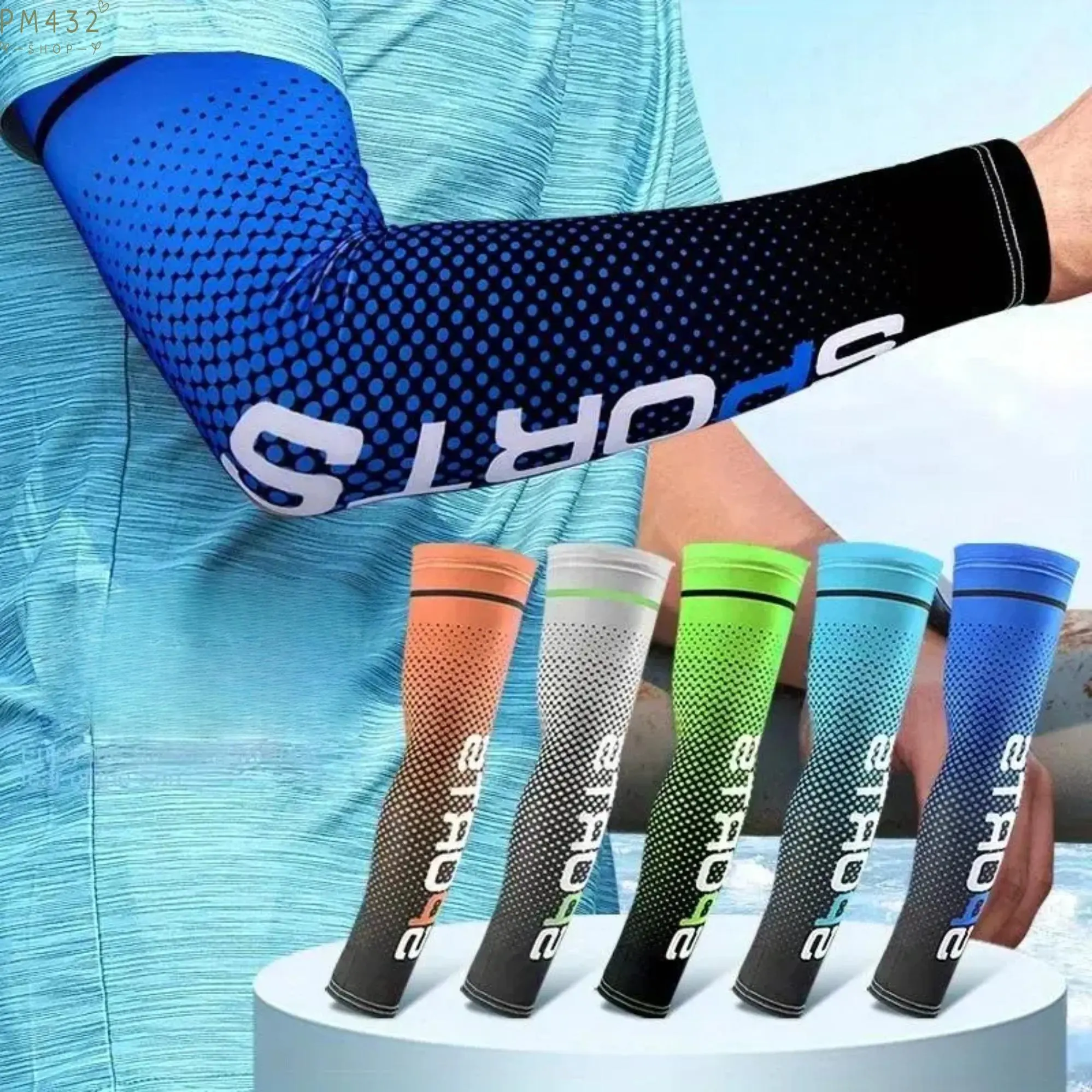 5 Pack Compression Arm Sleeves, UV Protection Cooling Sports Sleeves with 360° Stretch Fabric, Lightweight Breathable Arm Covers for Men & Women, Quick Dry Sun Sleeves for Cycling, Running, Golf, Outdoor Sports & Daily Wear