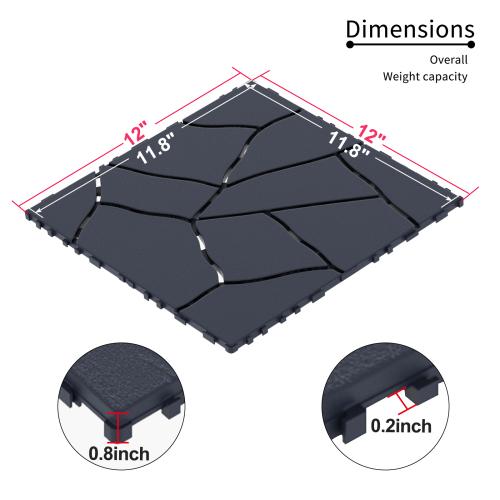 Plastic Interlocking Deck Tiles, 44 Pack , 12"x12" Waterproof Outdoor Flooring All Weather Use, Patio Floor Decking Tiles for Balcony Backyard