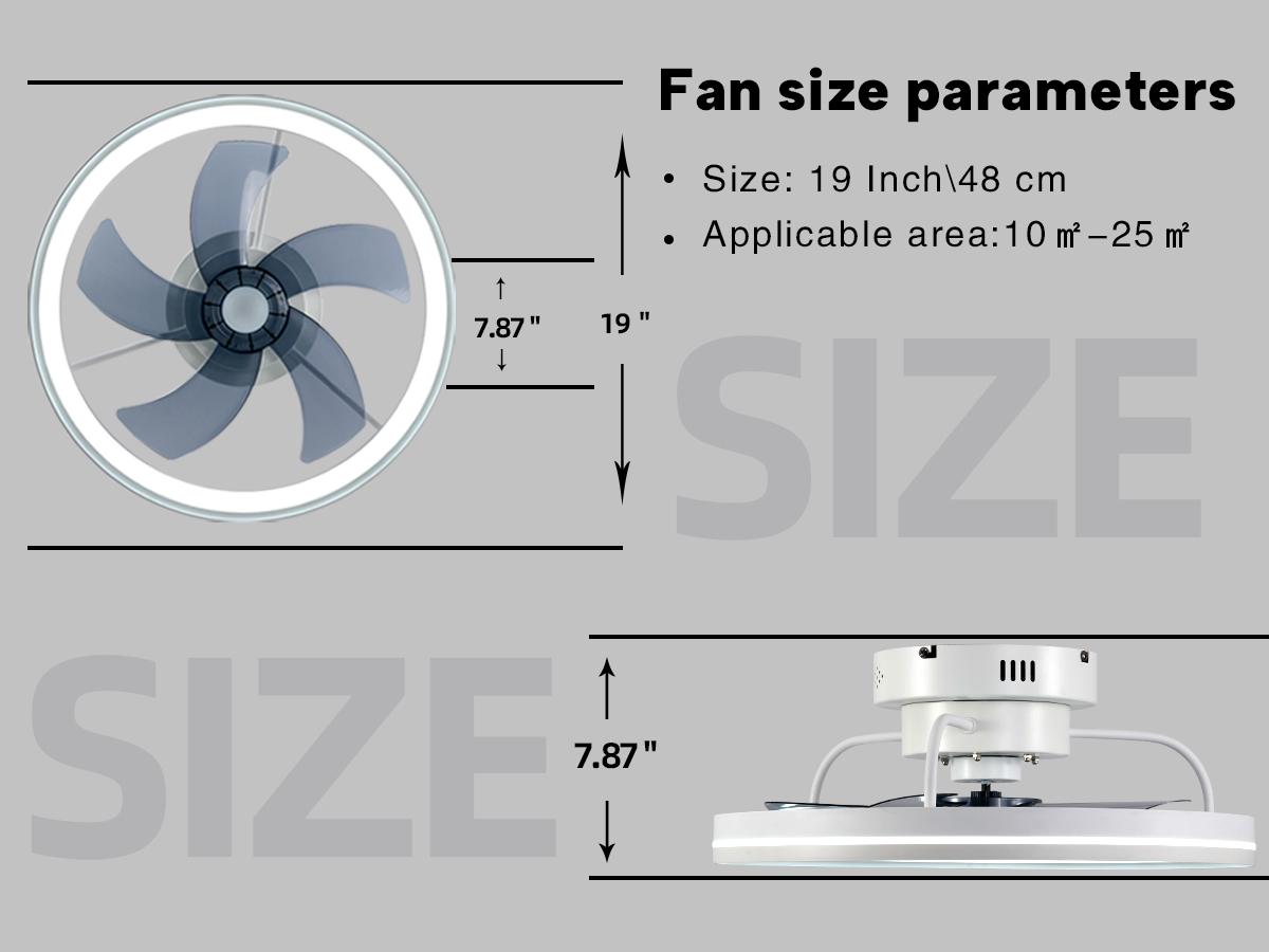 BaySquirrel Ceiling Fans with Lights, Flush Mount Modern Ceiling Fan and App & Remote Control, 19" LED Dimmable 6 Speeds Summer Gift Dealsforyoudays