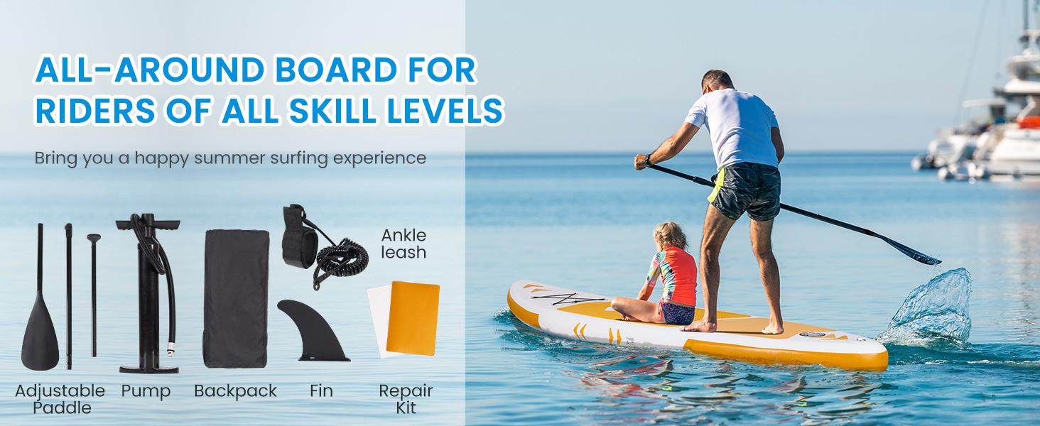 Inflatable Paddle Board Stand Up Paddle Board SUP Board 120"x30"x6" Ultra-Light (17LBS) For Summer Surfing, Orange Inflatable Paddle Board Stand Up Paddle Board SUP Board 120"x30"x6" Ultra-Light (17LBS) For Summer Surfing, Orange