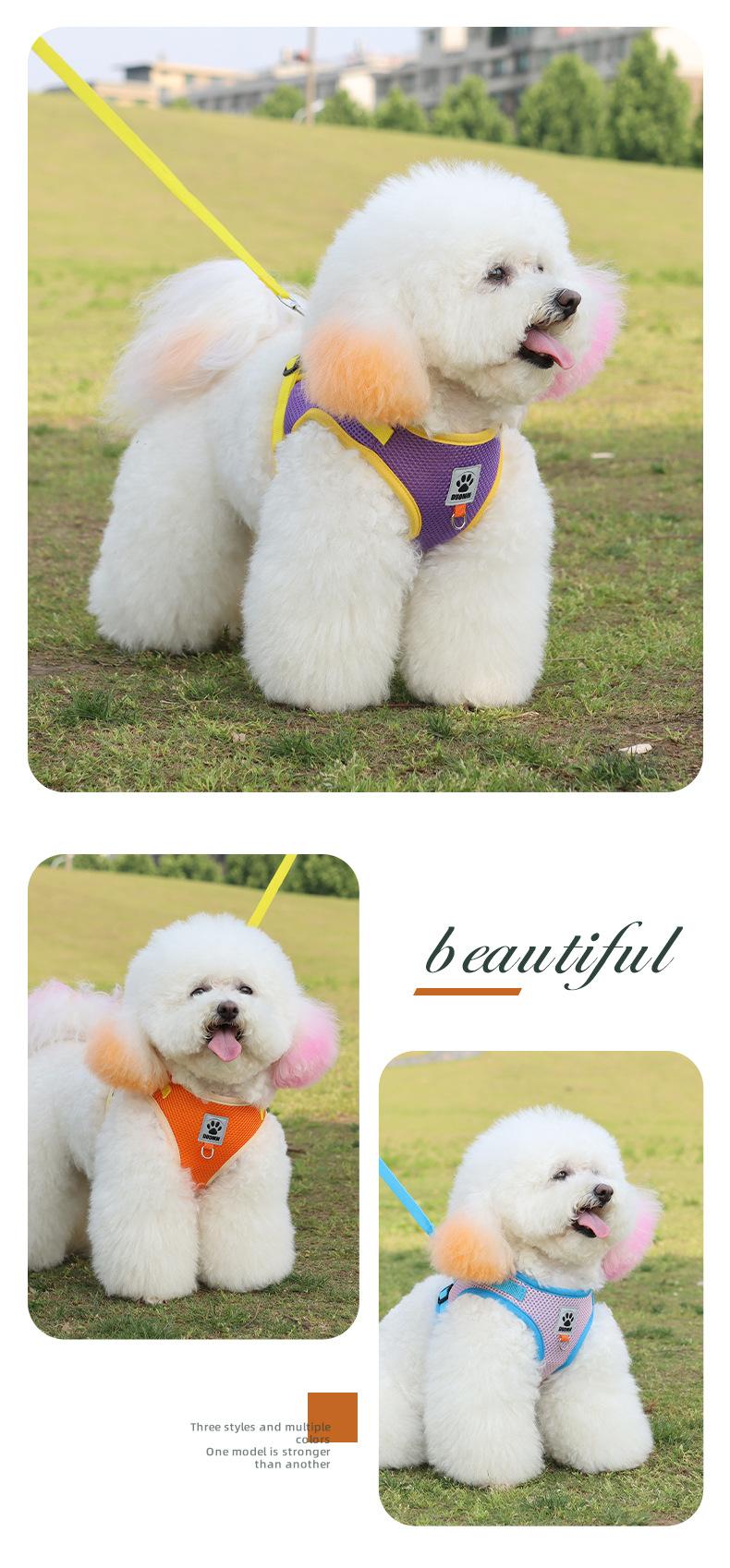 Adjustable Vest-Style Pet Harness with Leash - Reflective Safety, Breathable, Choking Prevention Harnesses for Outdoor Walking Dogs and Cats