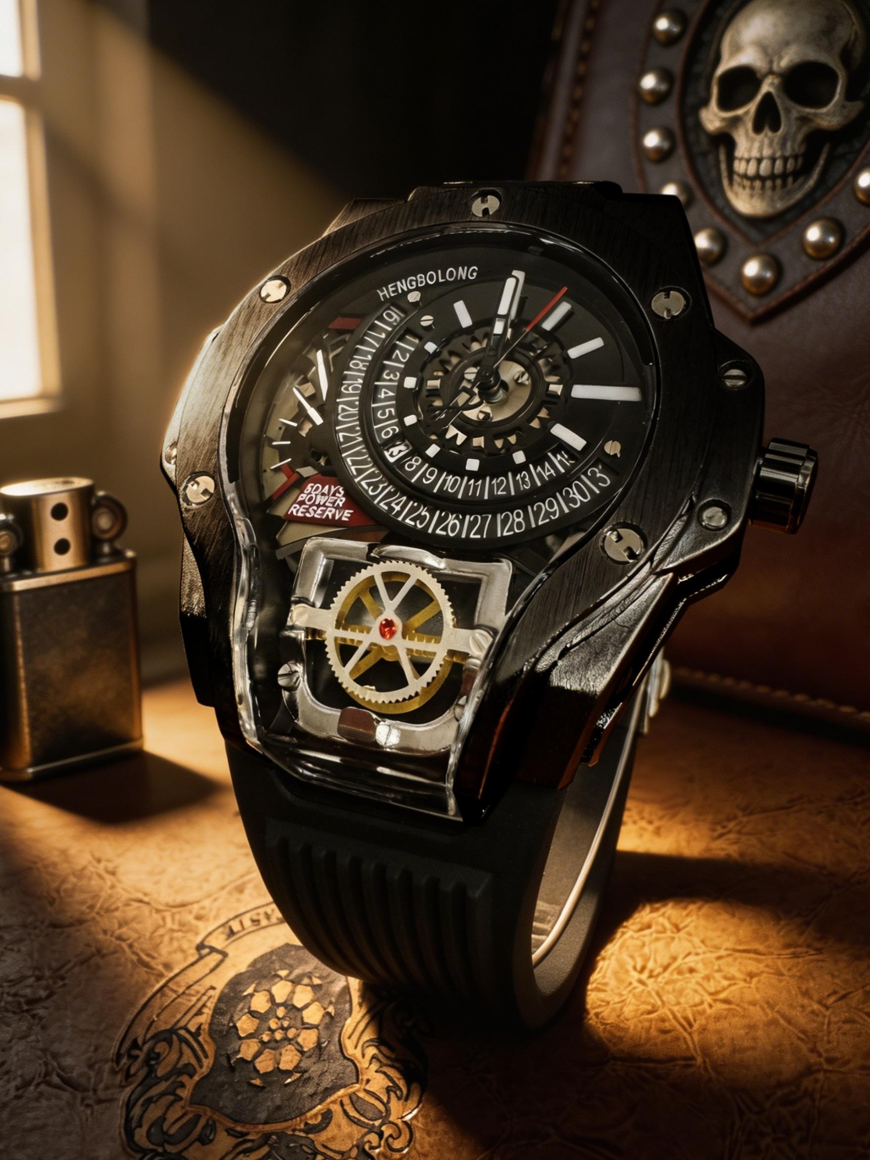 World of Warcraft Large Dial Strange Shape Men's Mechanical Texture Quartz Watch, Punk Personality Popular Dominant World of Warcraft Party Youth Gift Watch, Gift Box Packaging