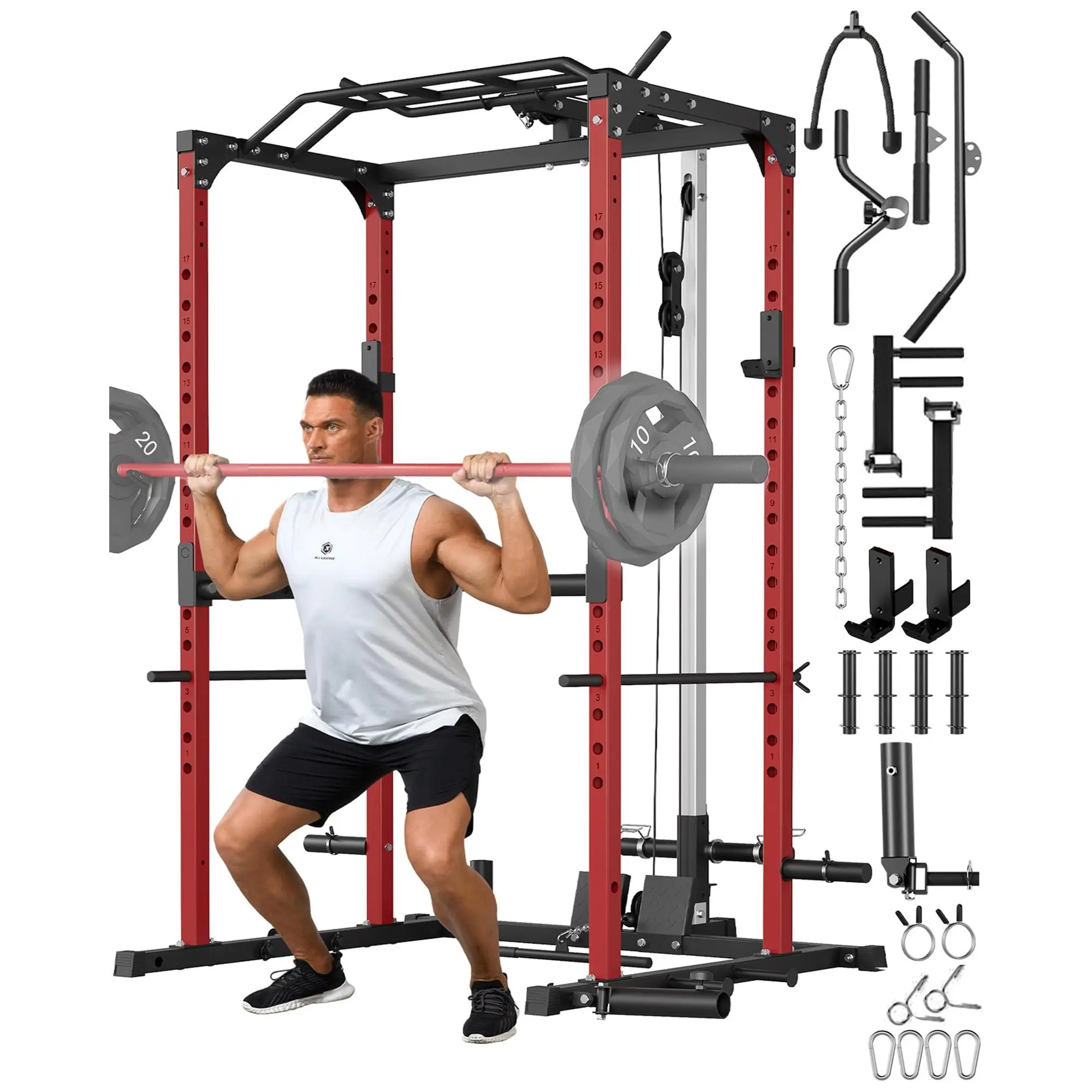 GARVEE Power Cage, Power Racks for Home Gym with Pulley System