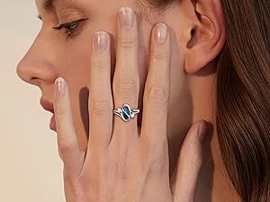 Exquisite 925 Sterling Silver Mood Rings Moonstone for Women Vintage Handmade Victorian Rings Oval Solitaire Ring 18K White Gold Plated Color Change Mood Rings Trendy Womens Jewelry