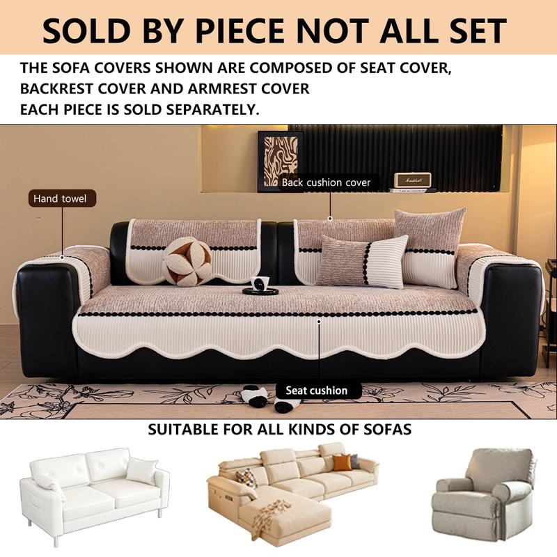 Luxury Dustproof Sofa Cover Set, 1 Count Non-Slip Cushion, Suitable for decorating living rooms, offices, and bedrooms, including armrest covers and backrest covers, All-Season Protection, Fits Single to Four Seater Sofas, Sofa Slipcover