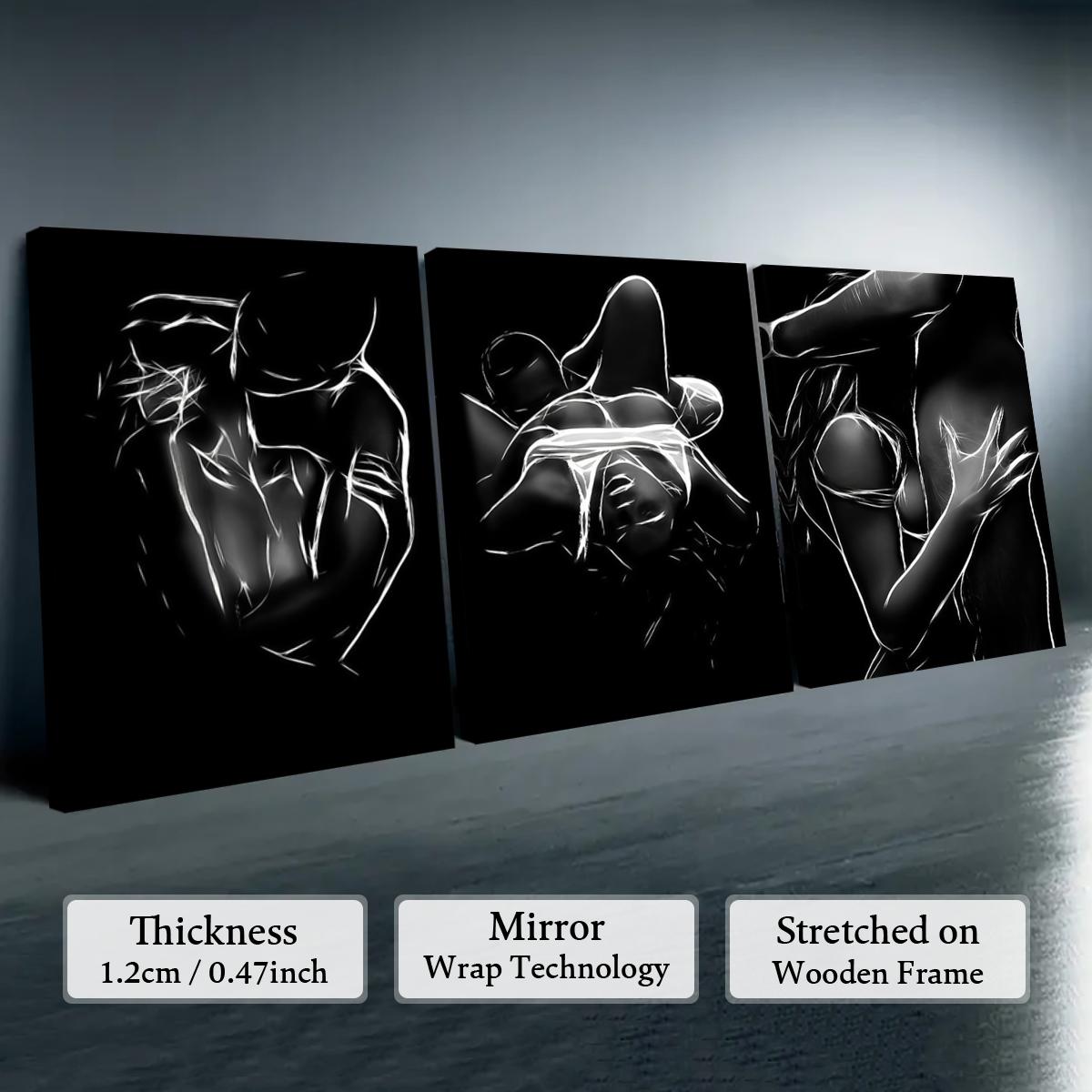 3-Pack Unframed Canvas Art, Abstract Human Body Poster, Romantic Decor, High-Definition Waterproof Print, Modern Home Decoration