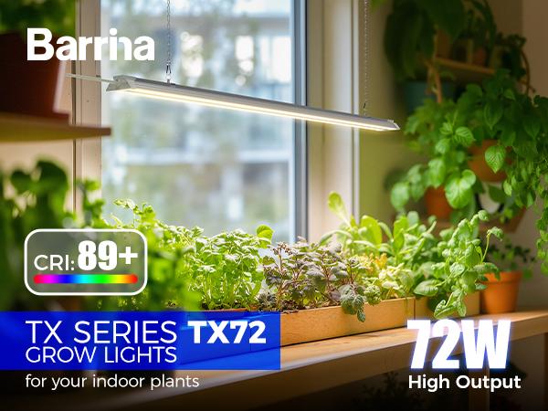 Barrina TX72 Grow Light, 4FT, 72W, High PPFD, Full Spectrum with 660nm Red LEDs, Linkable, Hanging Grow Lights for Seedling, Veg, Greenhouse, 1 Pack