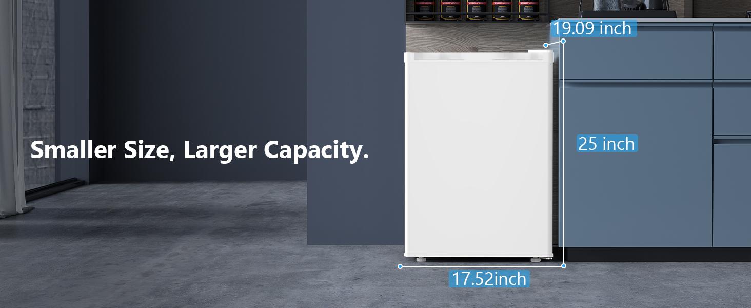 COWAR 2.6 Cu.Ft Mini Fridge with Freezer, Single Door Mini Fridge, Dorm Fridge, Adjustable Thermostat, Mini Refrigerator for Dorm, Office, Bedroom, Stainless Steel