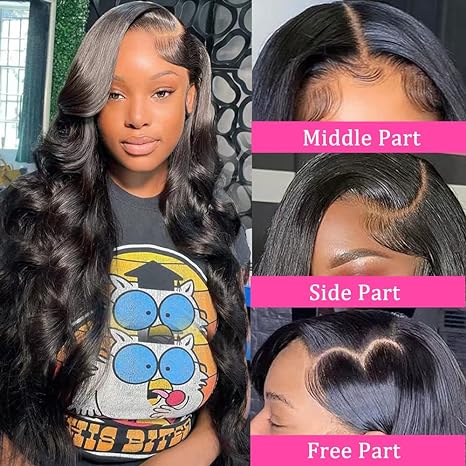 Tahikie 13x6 Body Wave HD Lace Frontal Wigs Real Hair Wig For Women Natural Color