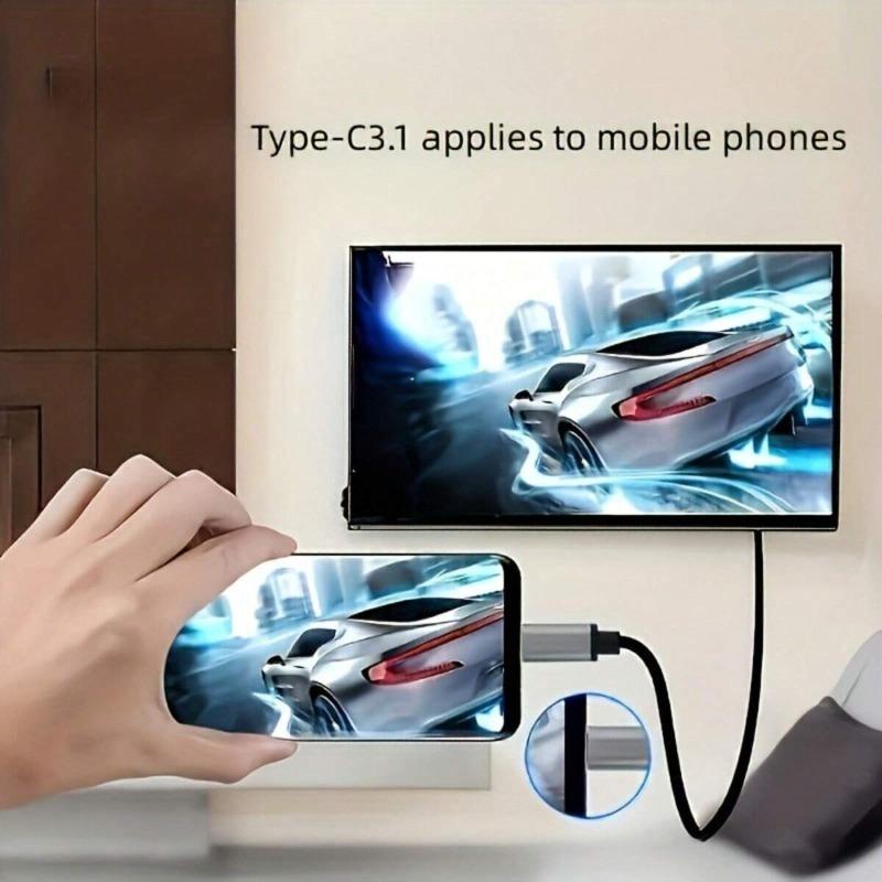 USB 3.1 Type-C to HDMI HDTV Adapter Cable, Digital HDMI Port, 4K HD Display, 2 m/6.6 ft USB-Powered, No Battery, Direct Phone to TV/Screen/Projector Connection, No WiFi or Software Needed