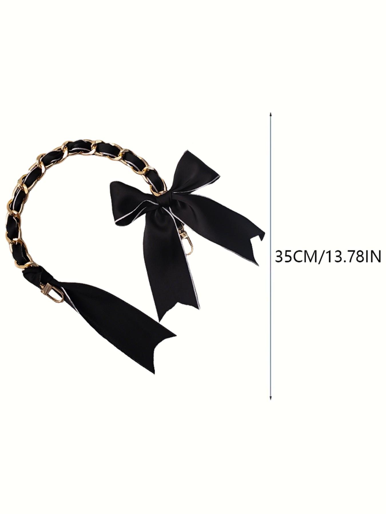 Luxury Satin Bow Bag Chain Strap, Gold Tone Chain Handbag Extender, Aesthetic Coquette Bag Charm, Perfect Birthday Christmas Valentine's Day Gift for Women Girls, Trendy Shoulder Strap for Tote Backpack