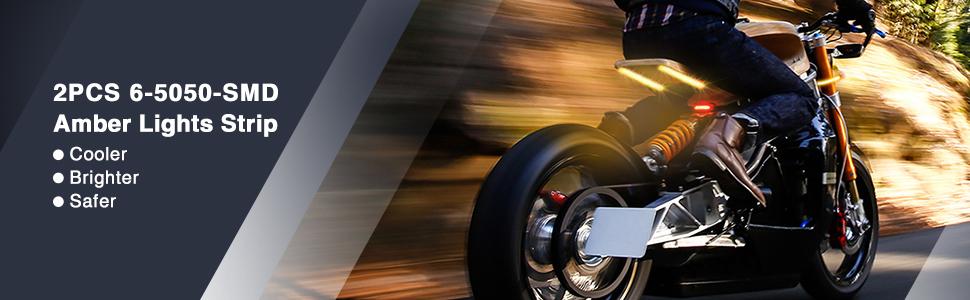 Nilight 2PCS 6-5050-SMD Waterproof Flexible Turn Signal Backup License Plate Universal Amber Lights Strip Universal for Motorcycle ATV UTV ledpanel sequential lights Vehicle Side Lamp