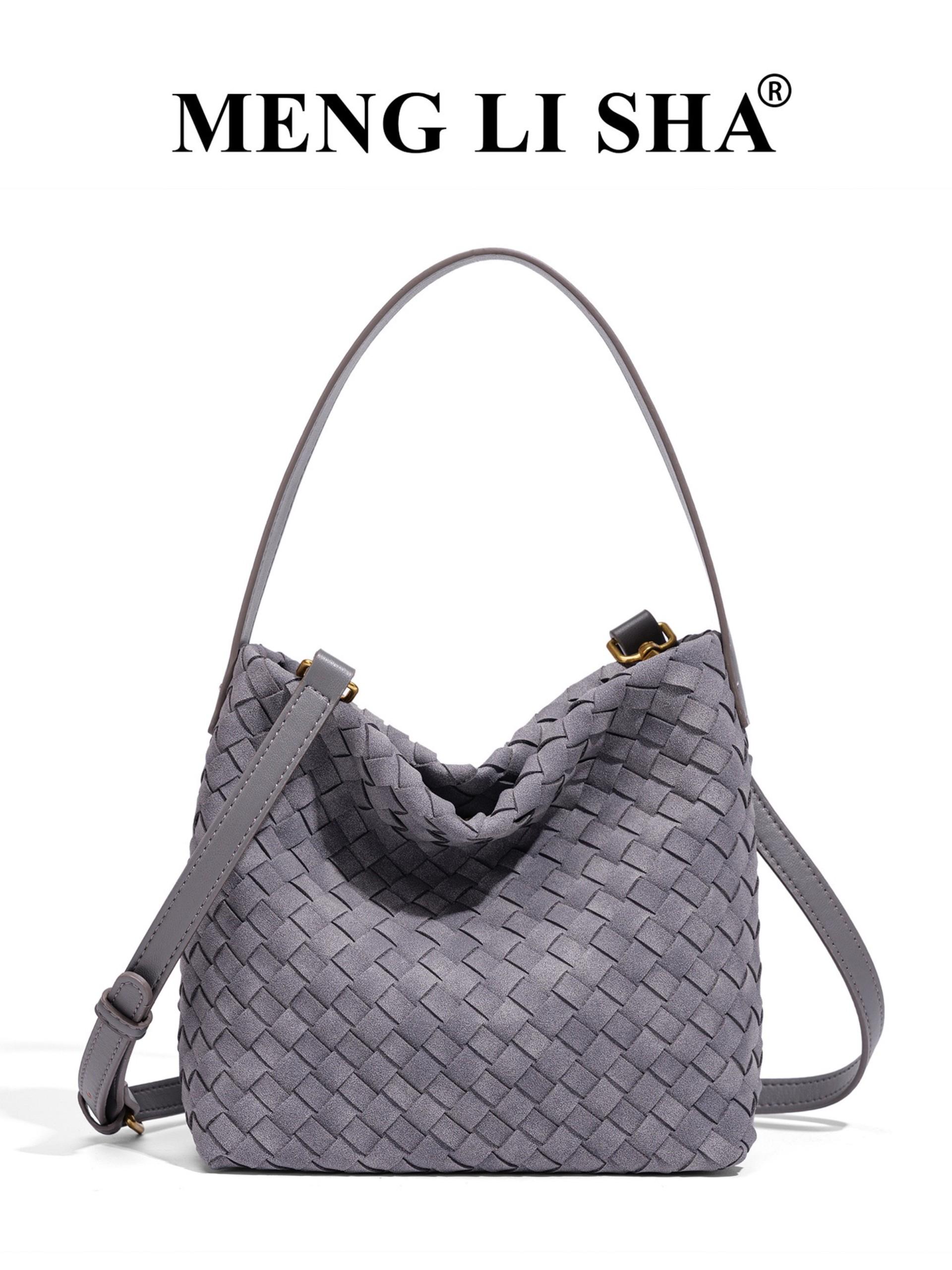 New Handmade Woven Tote Bag for Women, Luxury Bucket Bag, Lazy Style Commute Shoulder Crossbody Handbag, Large Capacity Leather Bag