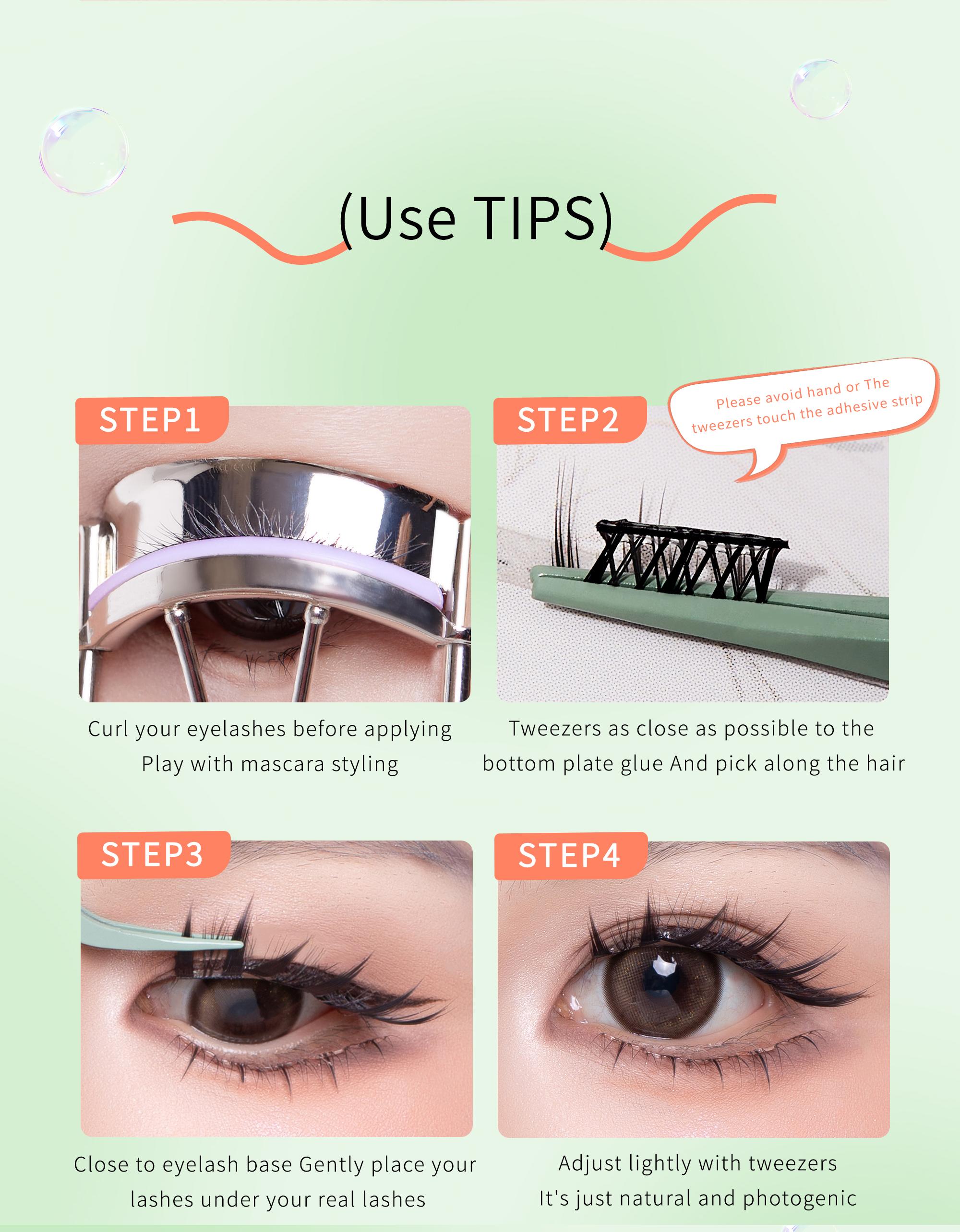 MAYtobe Self-Adhesive Lash Clusters Kit - No Glue Needed, Easy Press-On Eyelash Extensions, 36 Pcs Natural Wispy Lashes with Tweezers