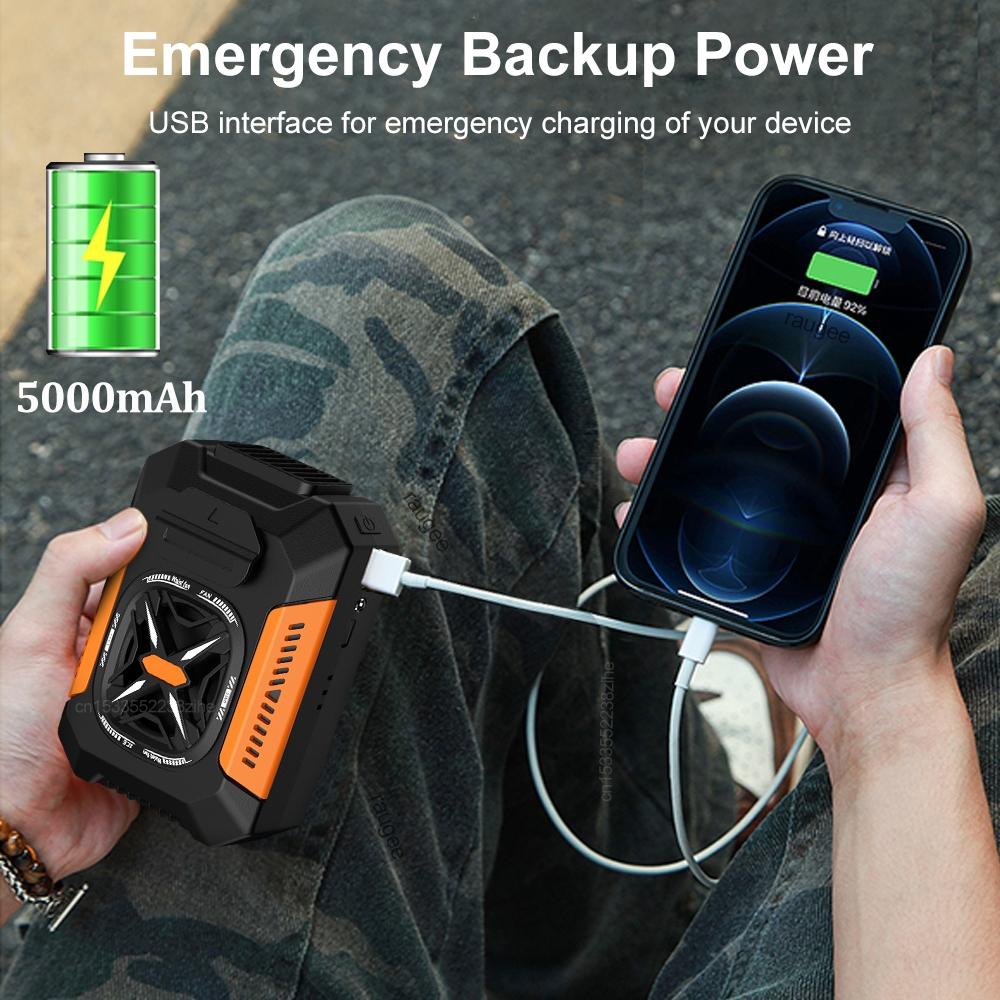 Portable Waist Fan USB Rechargeable Waist Clip Fan with Power Bank Personal Cooling Fan Wearable Belt Fan Lithium Battery Fan Battery Powered Fan for Outdoor Travel Working Sport