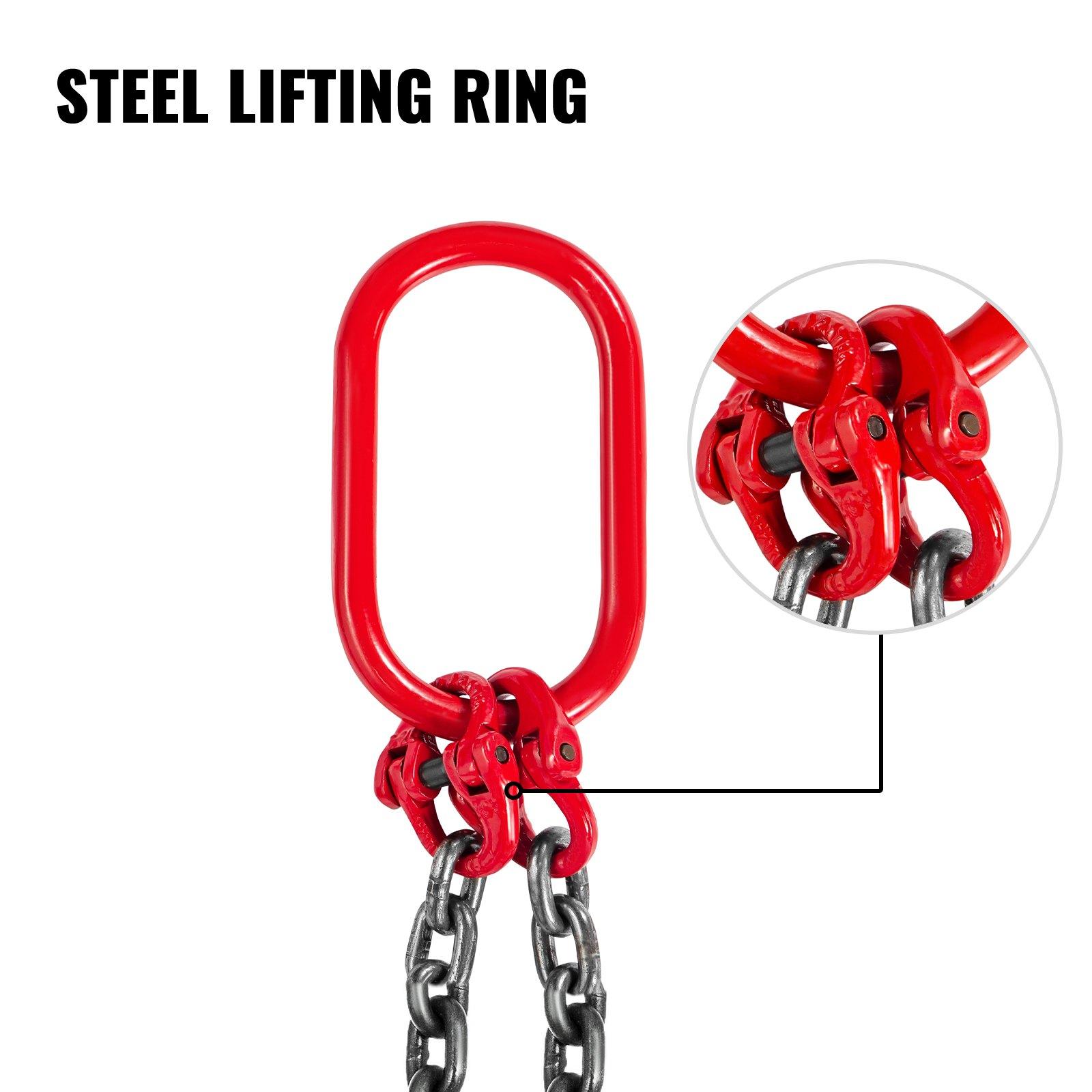 VEVOR Chain Sling, 3/8 inch x 5 ft Lifting Chains with Hooks, G80 Engine Chain Hoist Lifts, 11000 lbs/5 Ton Capacity Lifting Sling Chains for Engine Hoist, Engine Lift Chain with 2 Leg Grab Hooks VEVOR Chain Sling, 3/8 inch x 5 ft Lifting Chains with Hooks, G80 Engine Chain Hoist Lifts, 11000 lbs/5 Ton Capacity Lifting Sling Chains for Engine Hoist, Engine Lift Chain with 2 Leg Grab Hooks