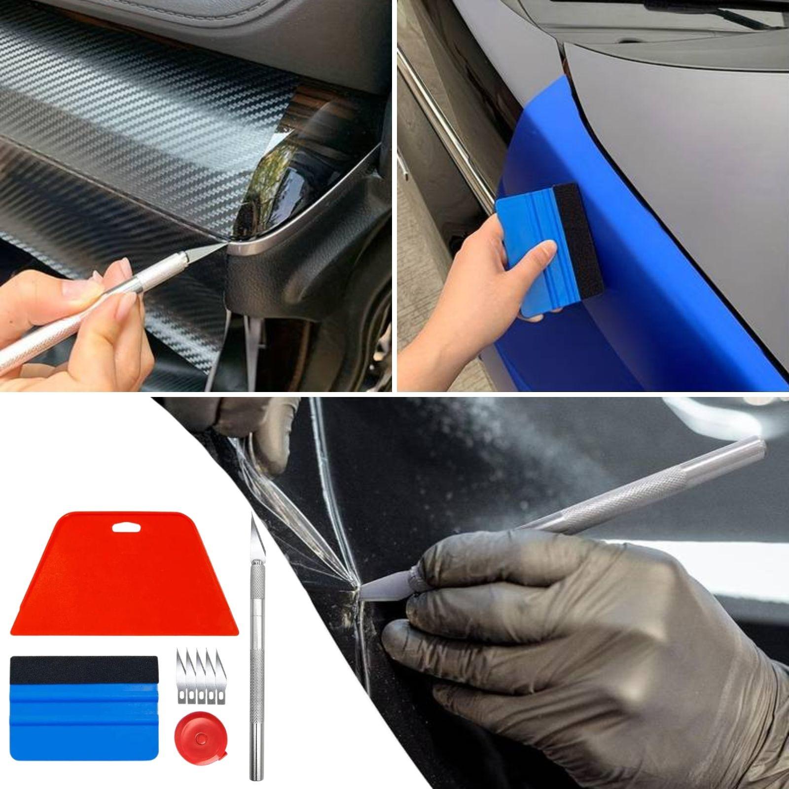 9pcs Peel and Stick Wallpaper Tools Set, Wallpaper Application Spatula, Felt Squeegee, Mini Tape Measure, 1 Craft Knife + 5 Metal Blades, Complete Window Tinting Kit, Car Film Application Tool,  for wallpaper, peel and stick wall tiles, Tinted Film