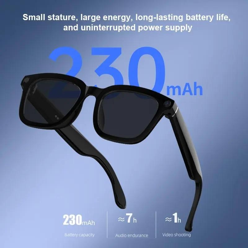 New Smart AI Multi-Functional Bluetooth Audio Glasses, Wireless Smart Glasses - 500MP HD Camera & 1080P Video Recording Function - with Image Recognition, Language Translation, Image Optimization - Dual-Mode Bluetooth & Wi-Fi Connectivity